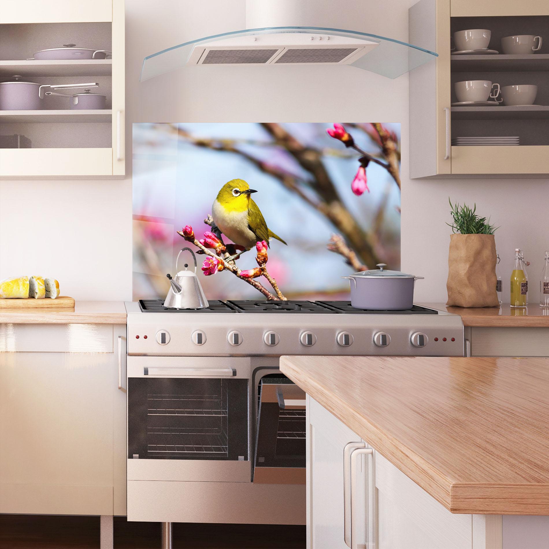 Küchenrückwand Glas Cute Pink Flower Buds mockup 1