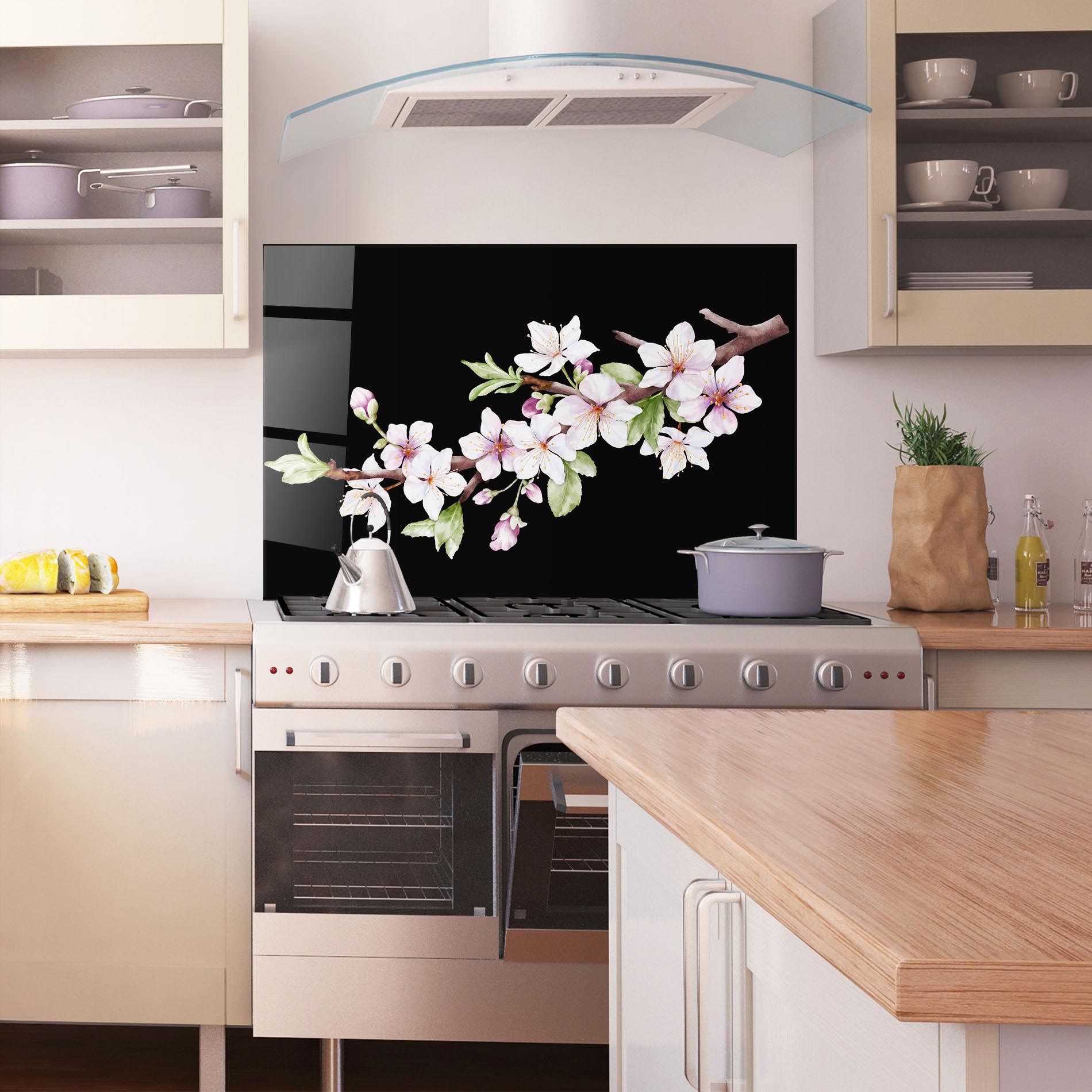 Küchenrückwand Glas Pretty Flower Spring mockup 1
