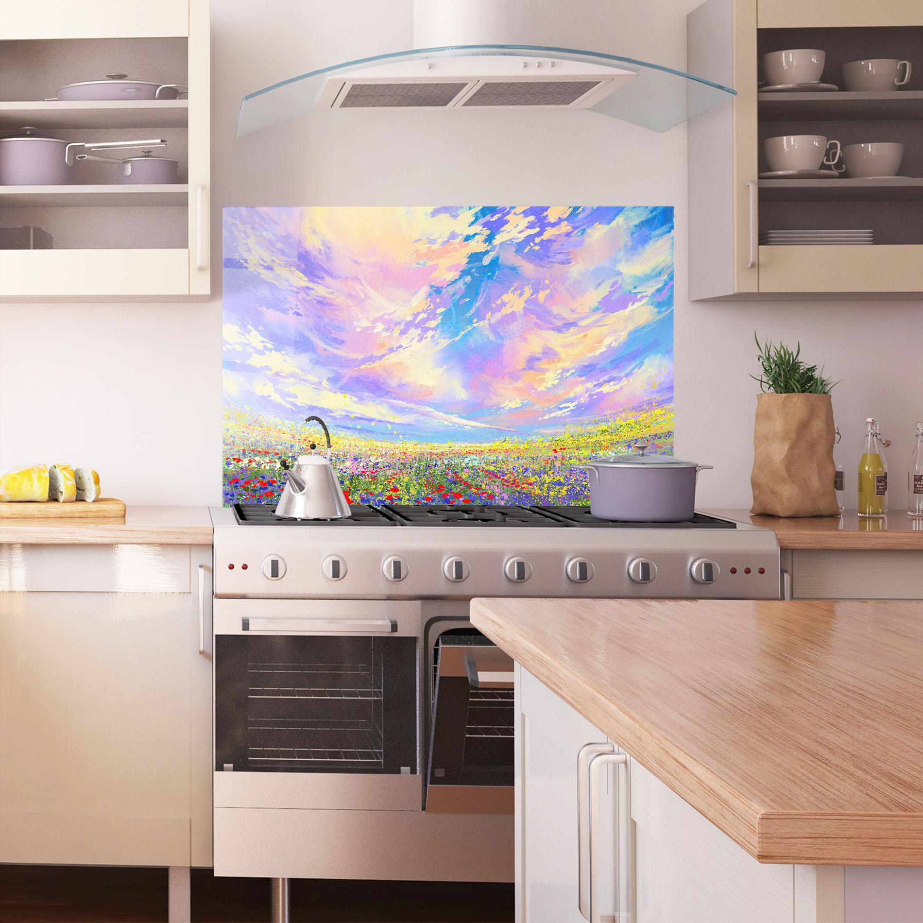 Küchenrückwand Glas Spring Field mockup 1