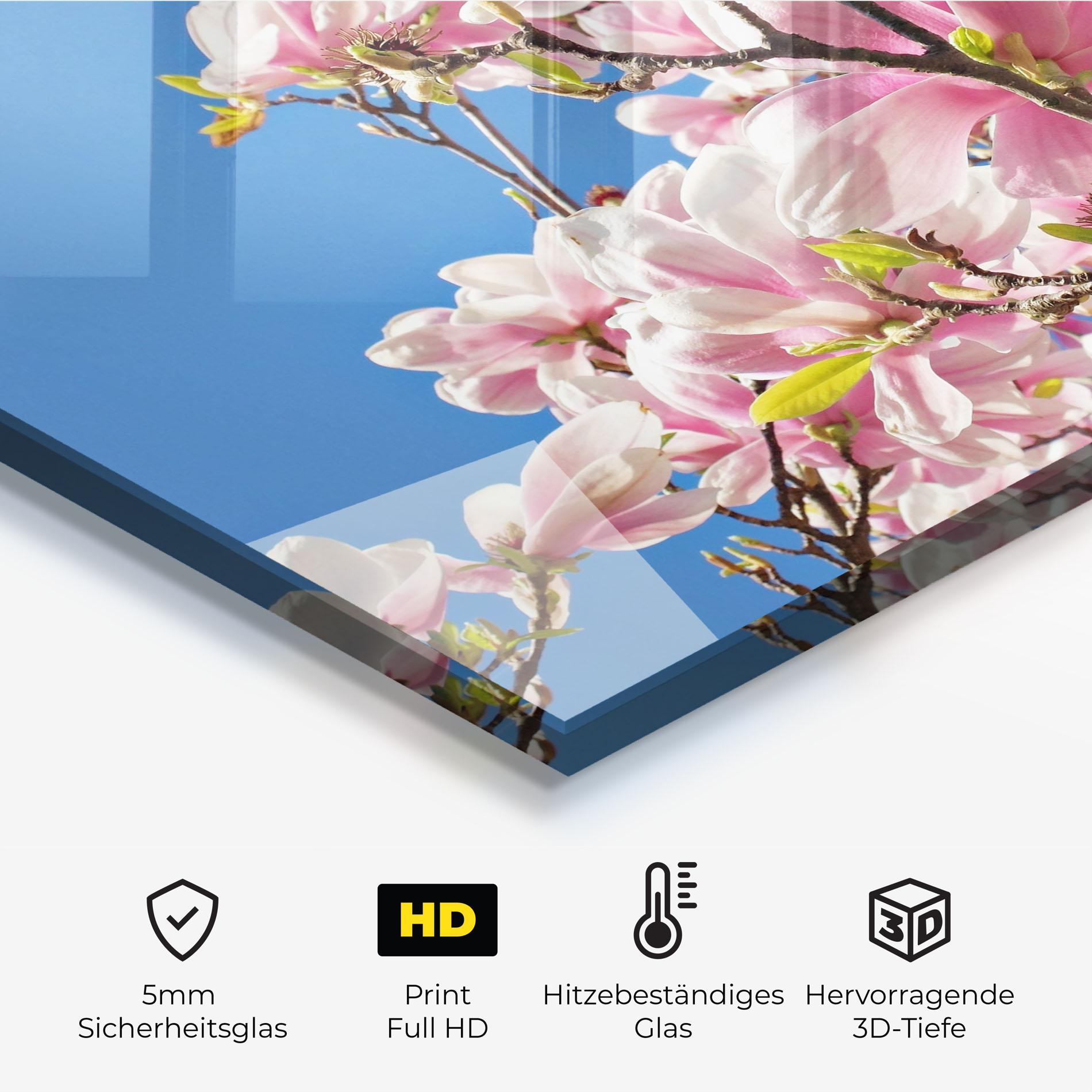 Küchenrückwand Glas Beautiful Pink Chinese Tree mockup 2