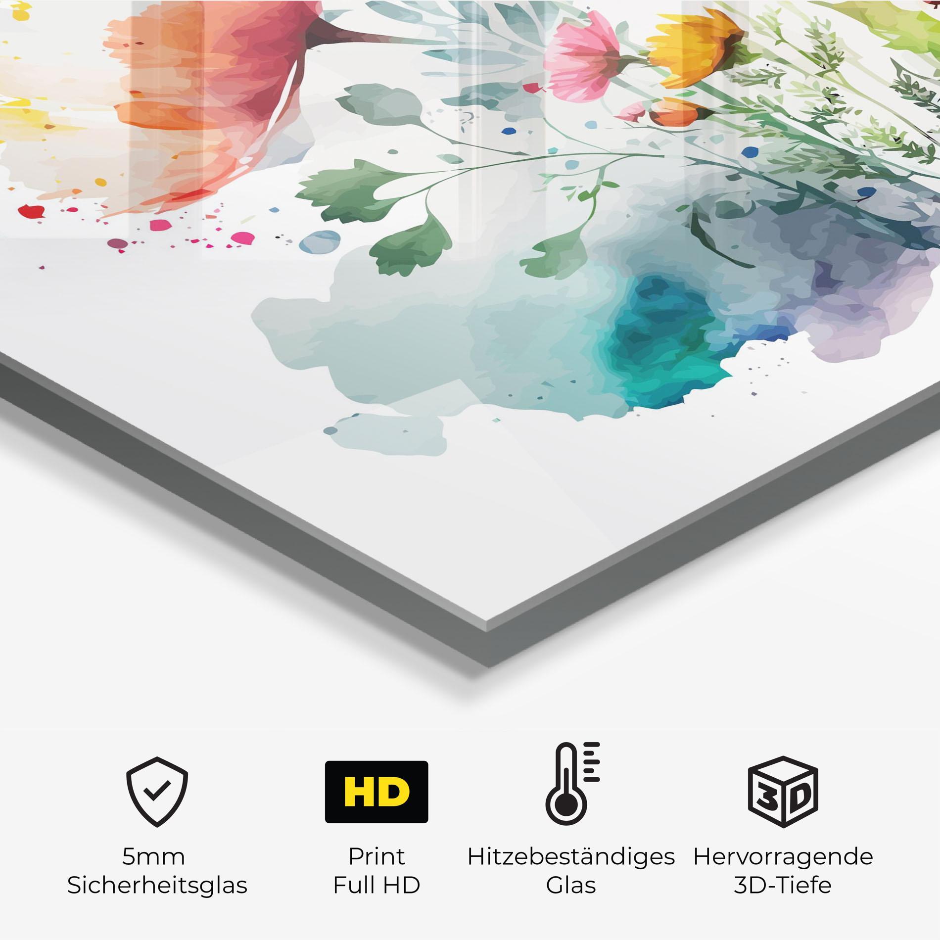 Küchenrückwand Glas Beautiful Spring Flowers mockup 2