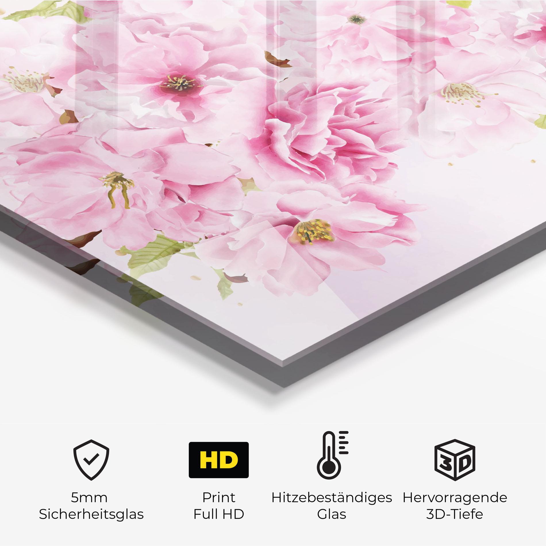 Küchenrückwand Glas Cherry Flower Spring mockup 2