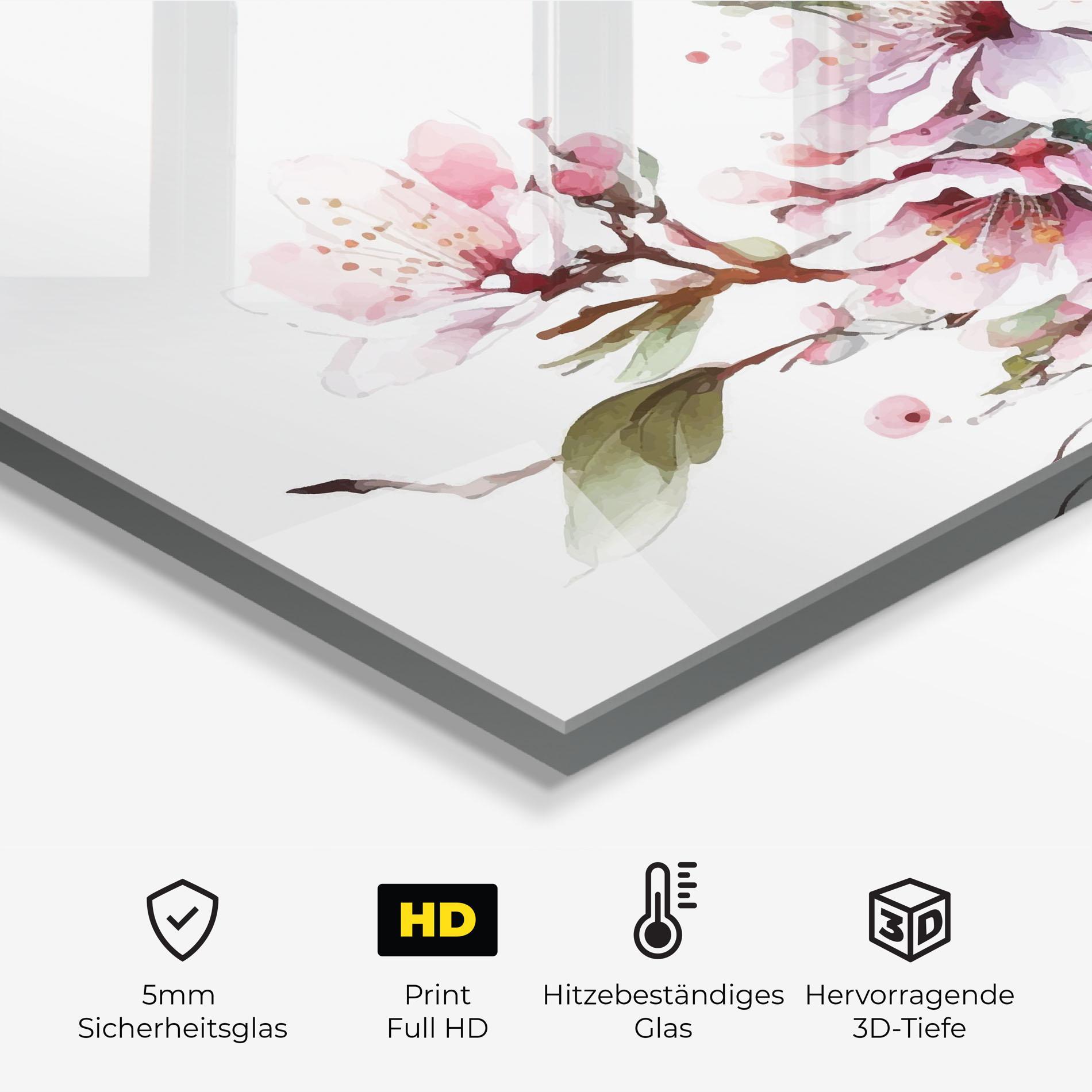 Küchenrückwand Glas Cherry Spring Flower mockup 2