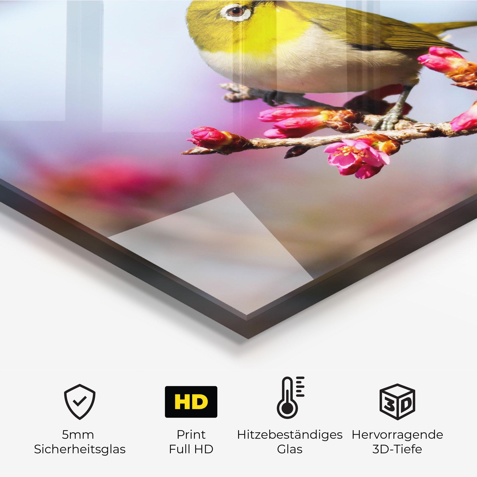 Küchenrückwand Glas Cute Pink Flower Buds mockup 2