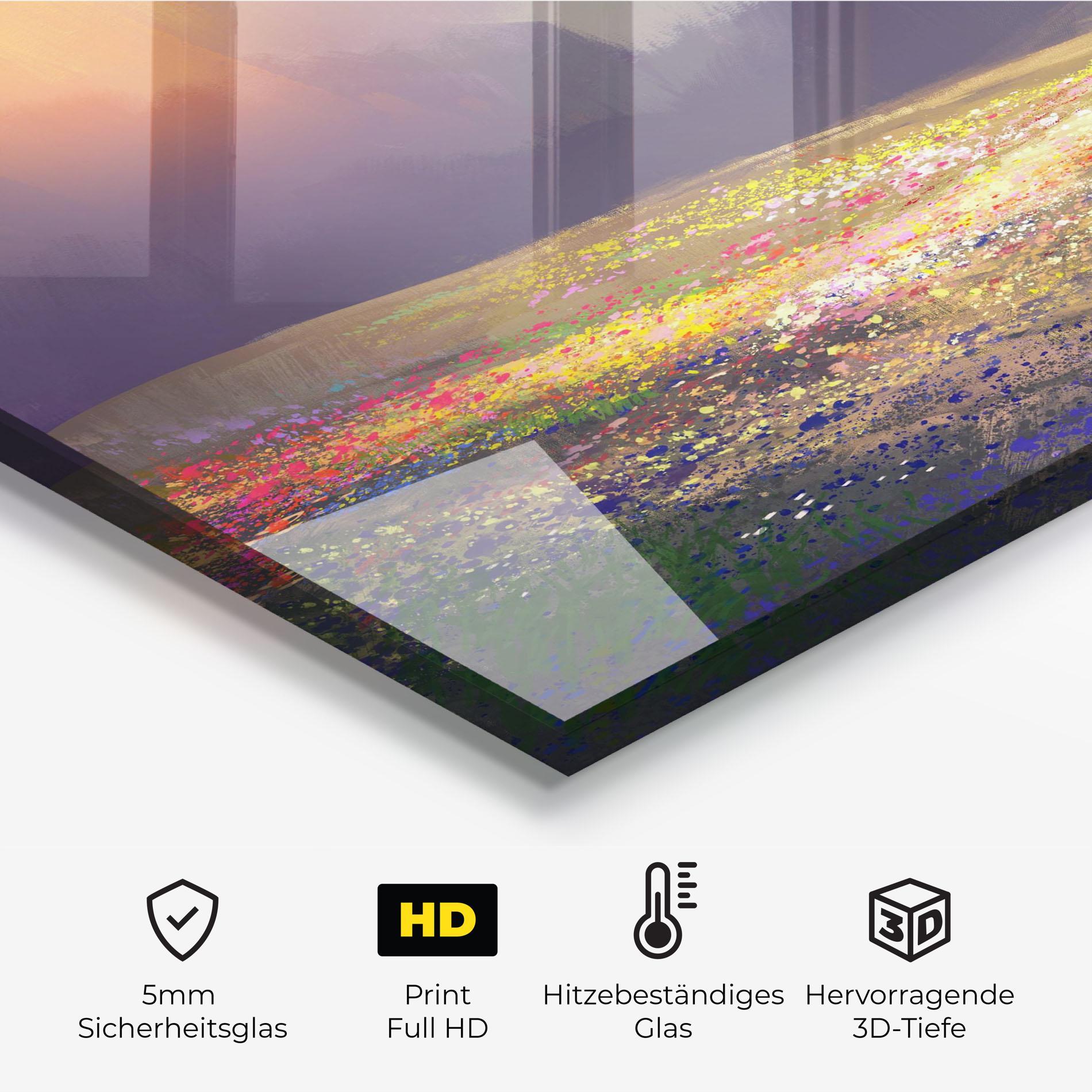 Küchenrückwand Glas Pretty Spring Field mockup 2