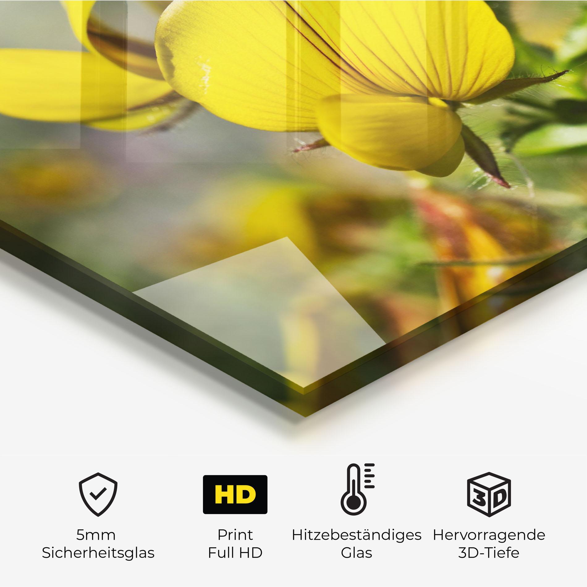 Küchenrückwand Glas Pretty Spring Yellow Flower mockup 2