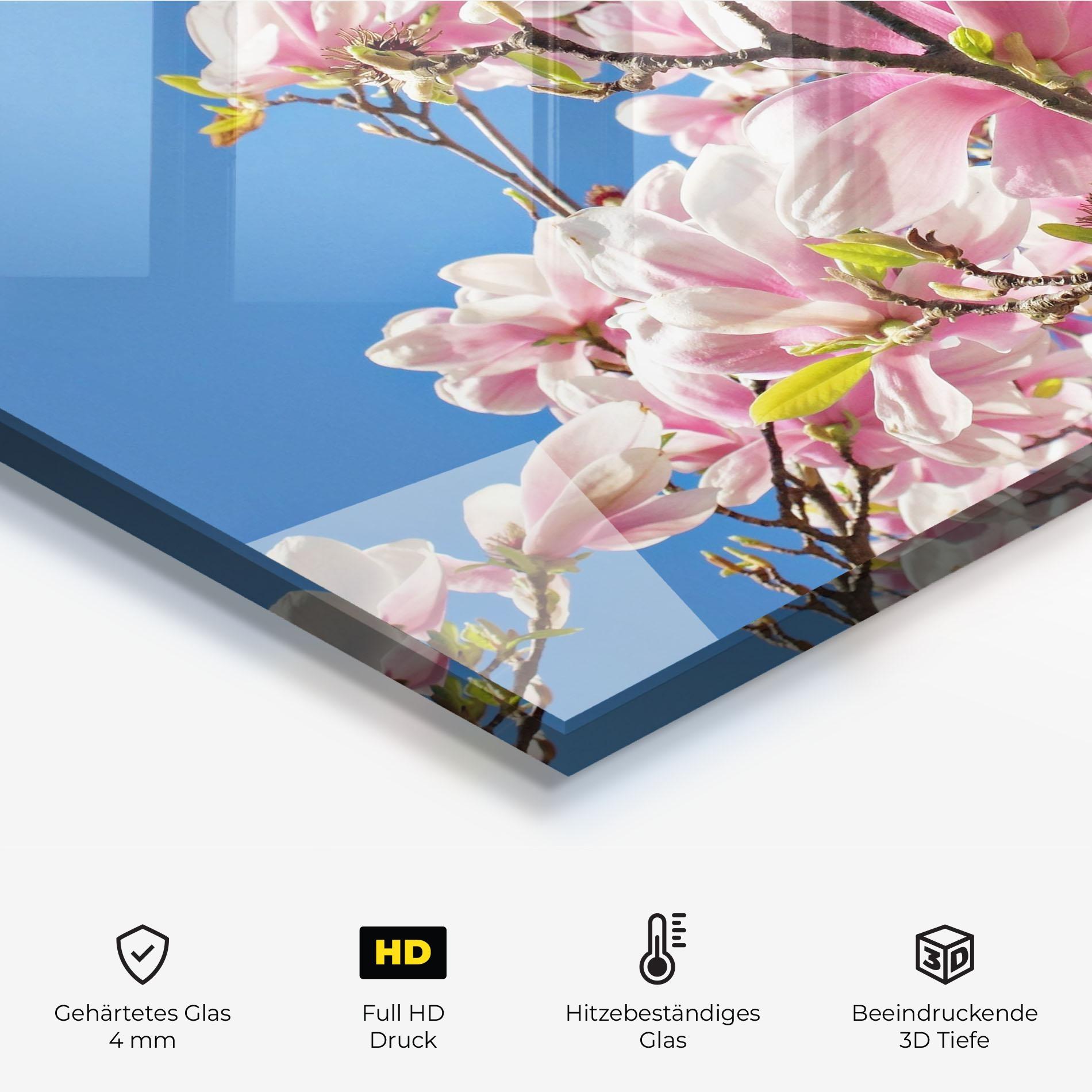 Küchenrückwand Glas Beautiful Pink Chinese Tree mockup 2