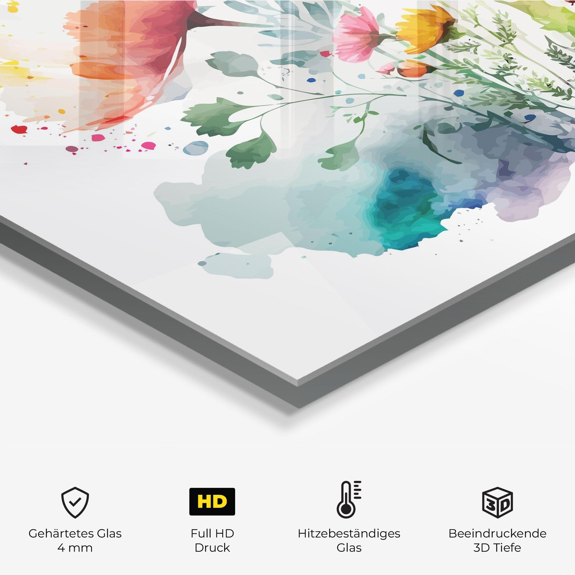 Küchenrückwand Glas Beautiful Spring Flowers mockup 2