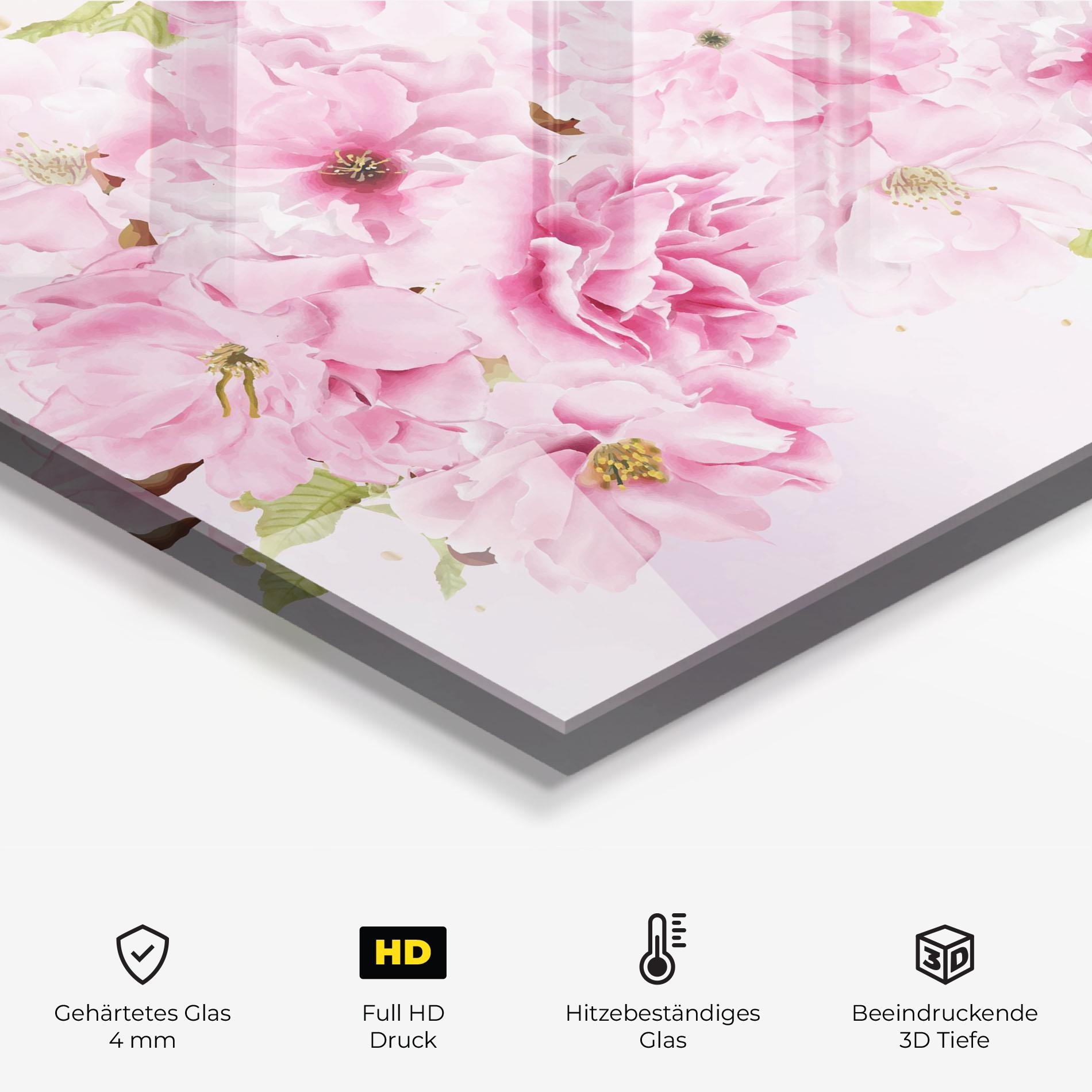 Küchenrückwand Glas Cherry Flower Spring mockup 2
