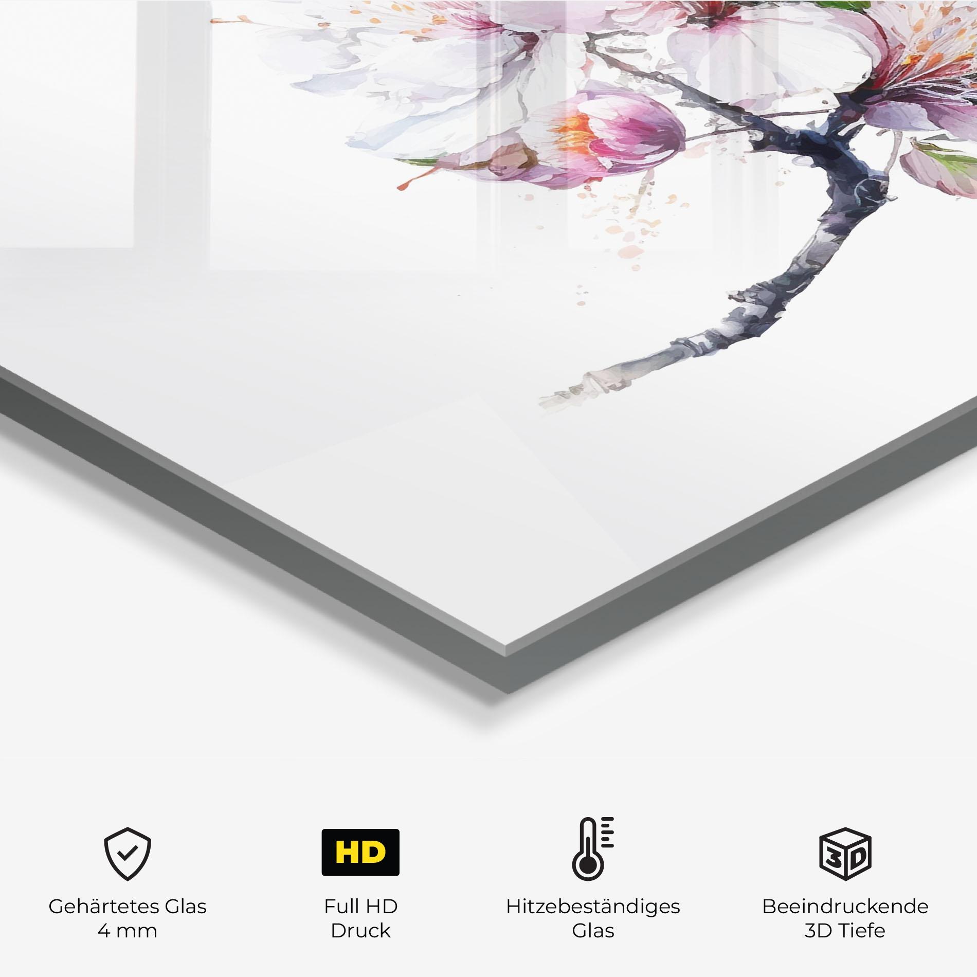 Küchenrückwand Glas Cherry Spring Art mockup 2