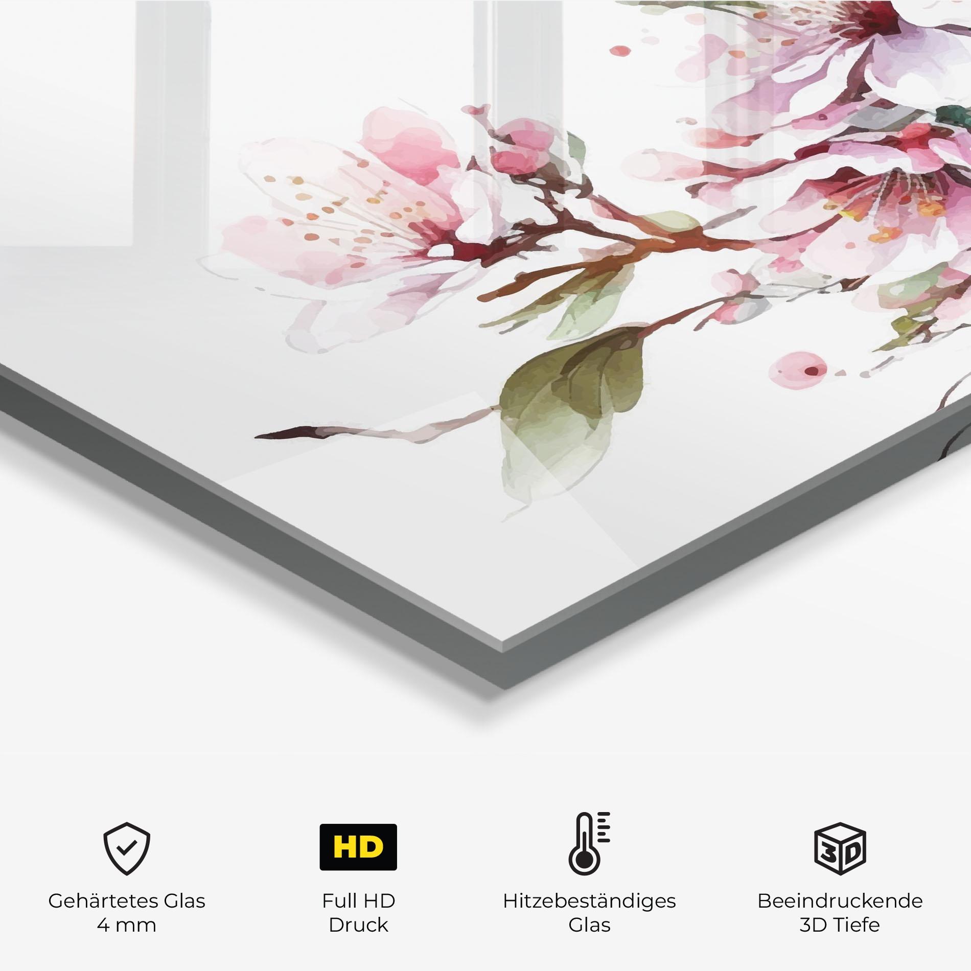 Küchenrückwand Glas Cherry Spring Flower mockup 2