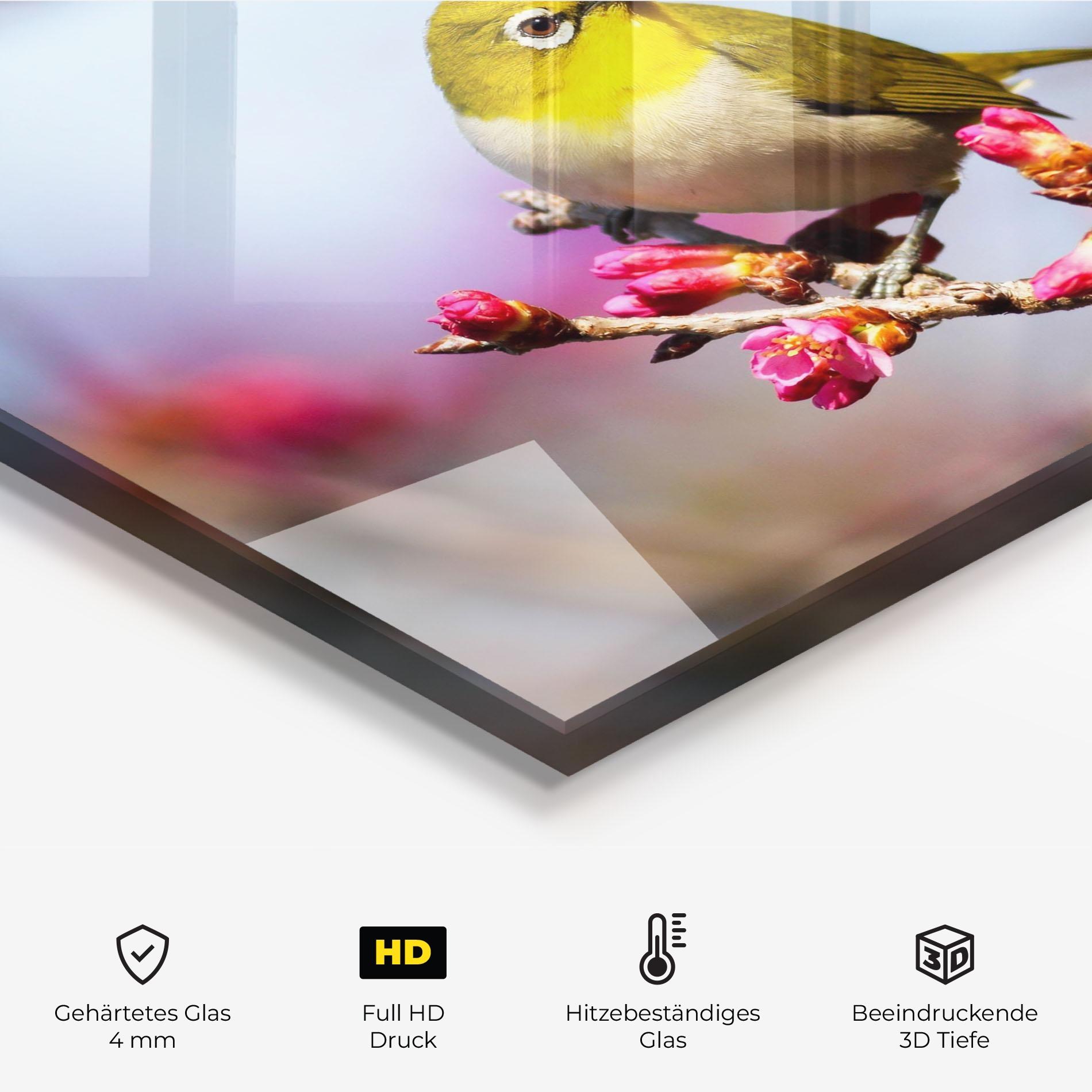 Küchenrückwand Glas Cute Pink Flower Buds mockup 2