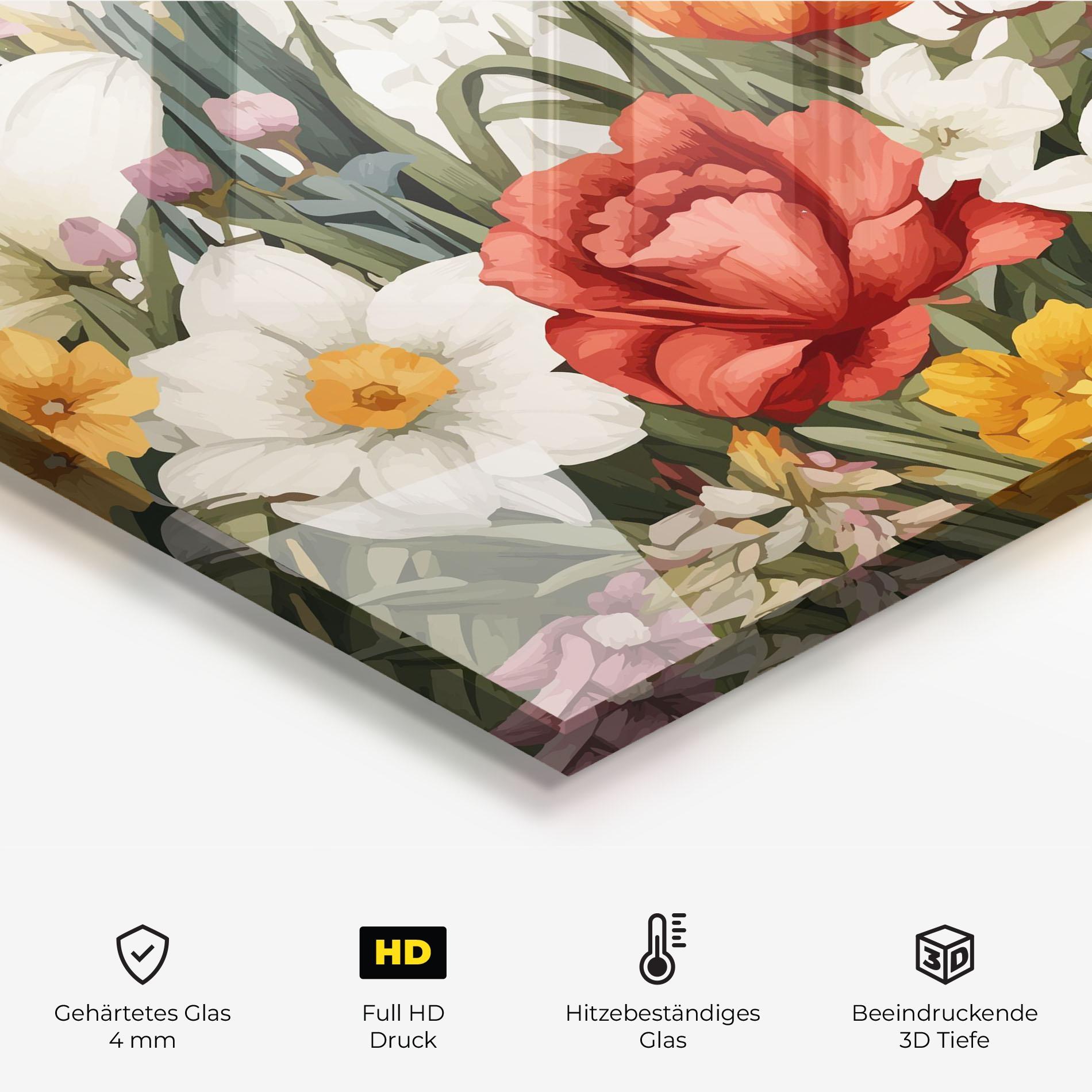 Küchenrückwand Glas Orange Red Spring mockup 2