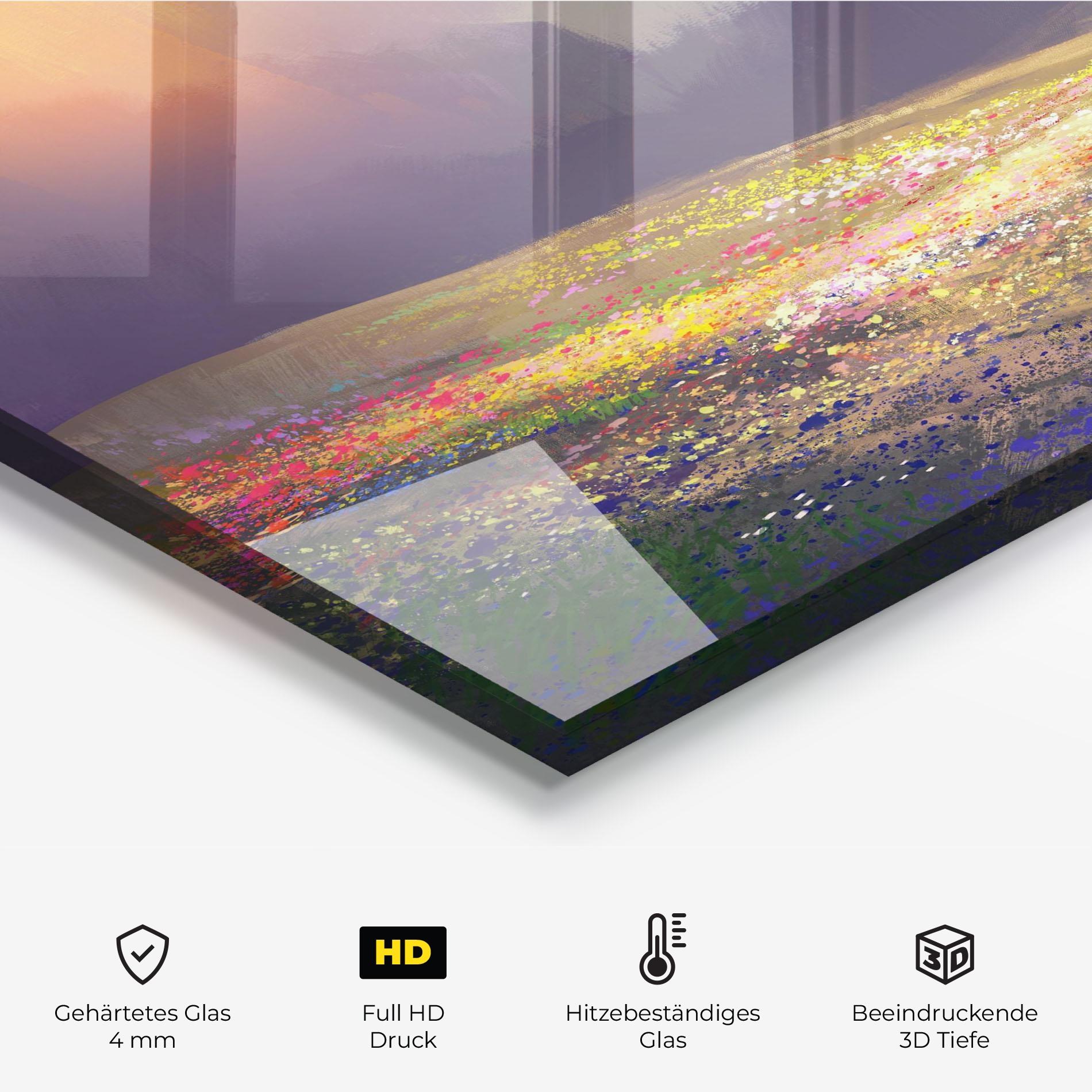 Küchenrückwand Glas Pretty Spring Field mockup 2