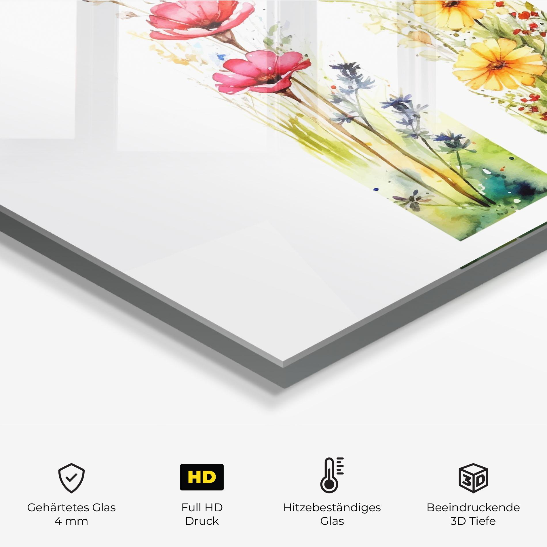 Küchenrückwand Glas Spring Flowers Set mockup 2