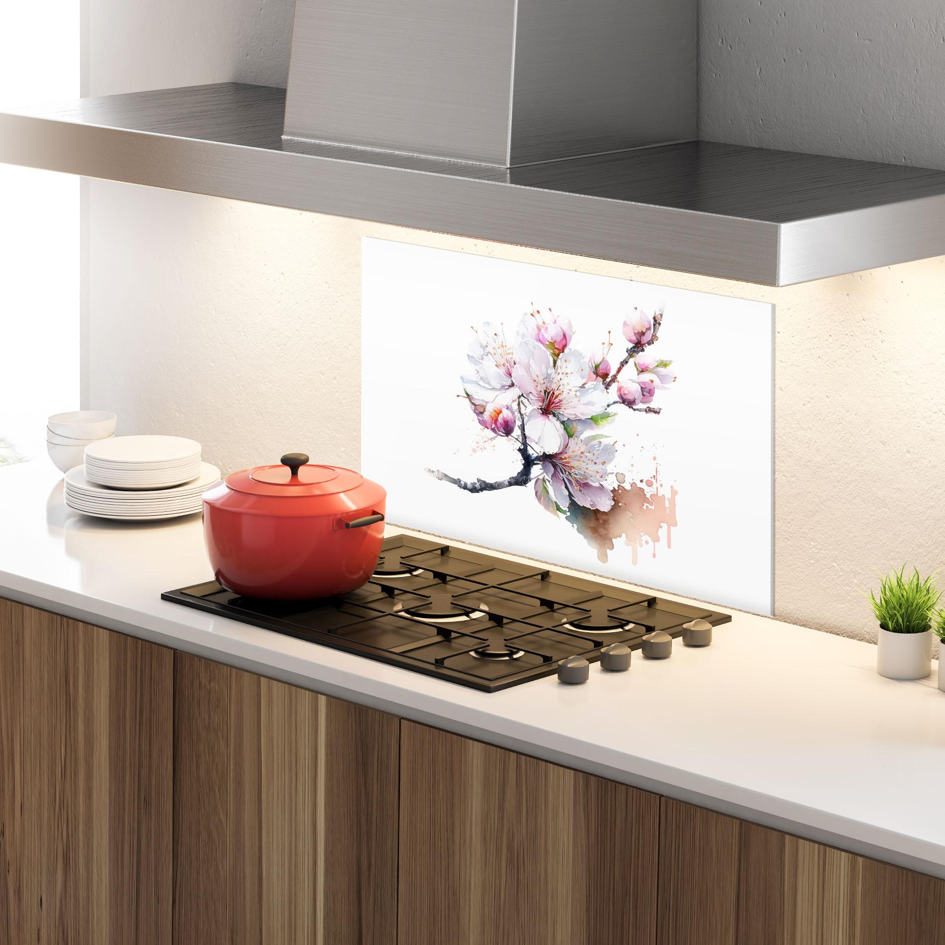 Küchenrückwand Glas Cherry Spring Art mockup 4