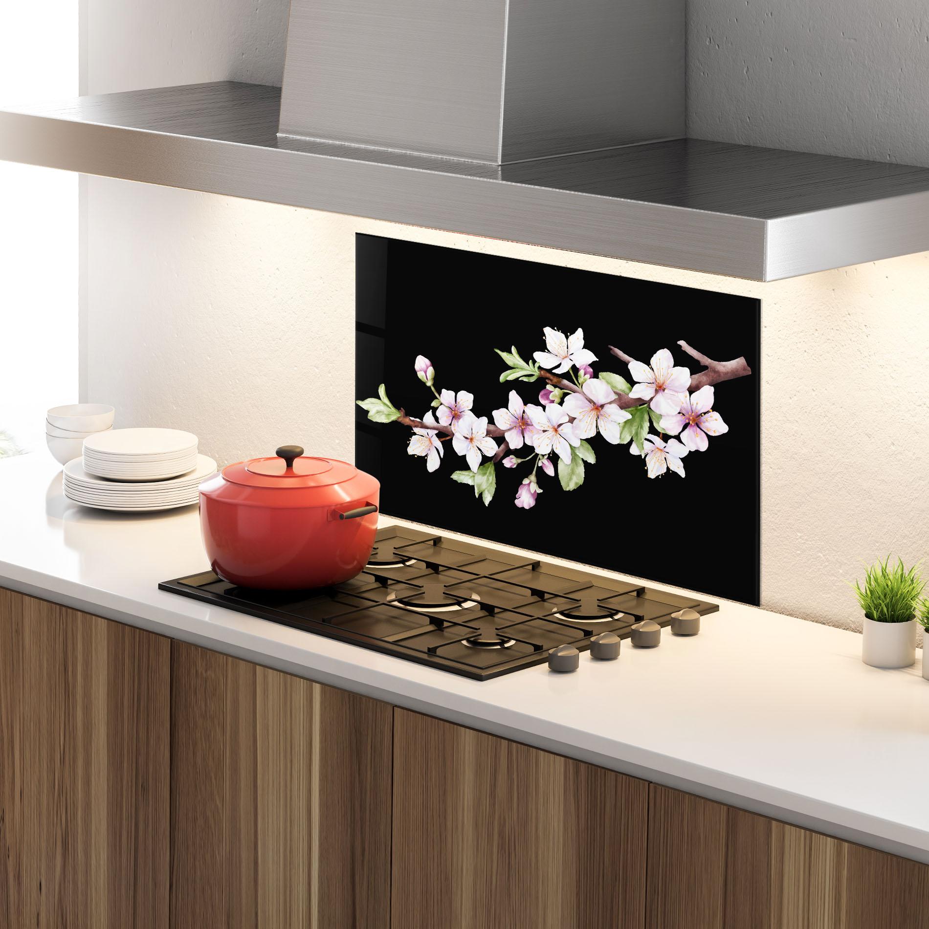 Küchenrückwand Glas Pretty Flower Spring mockup 4