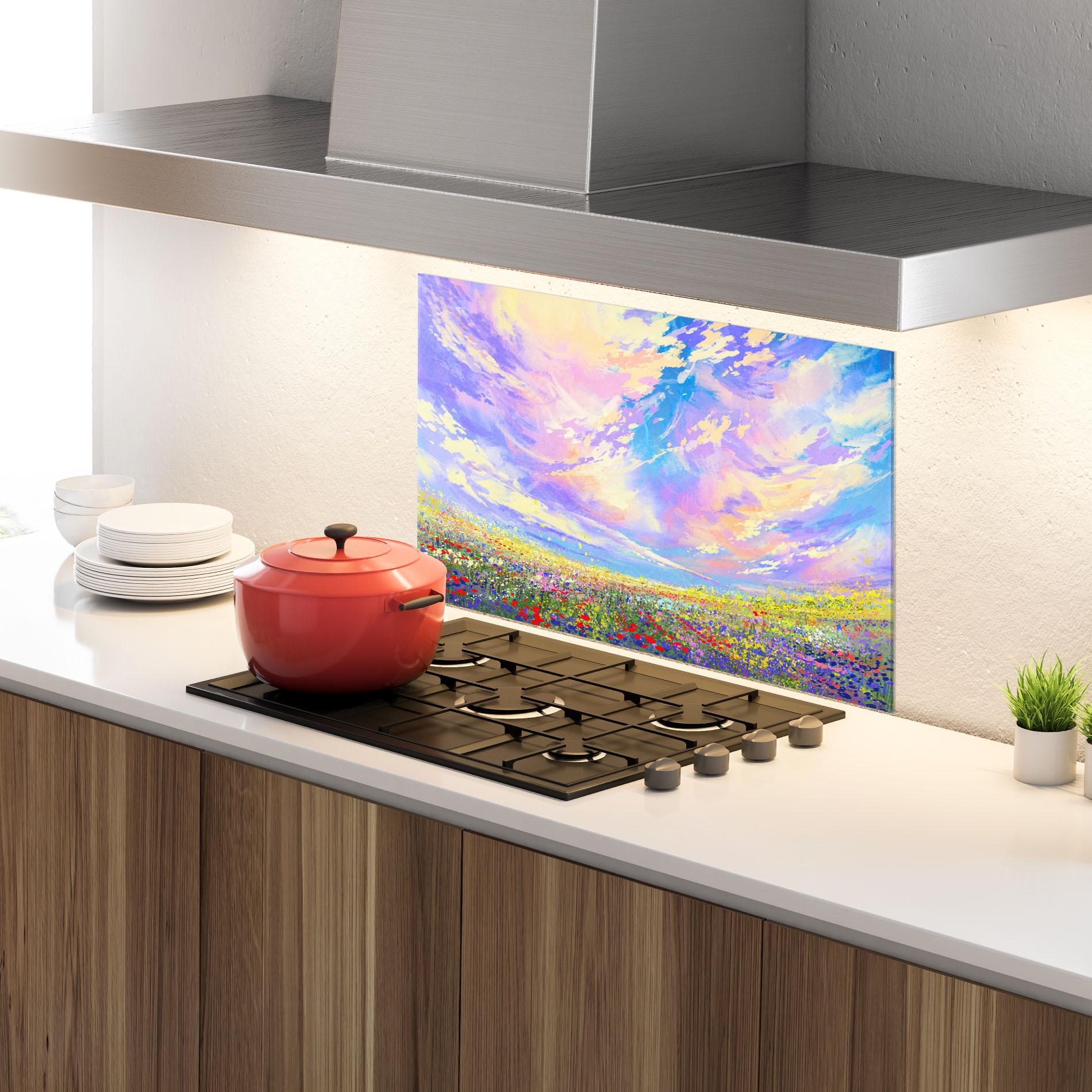 Küchenrückwand Glas Spring Field mockup 4