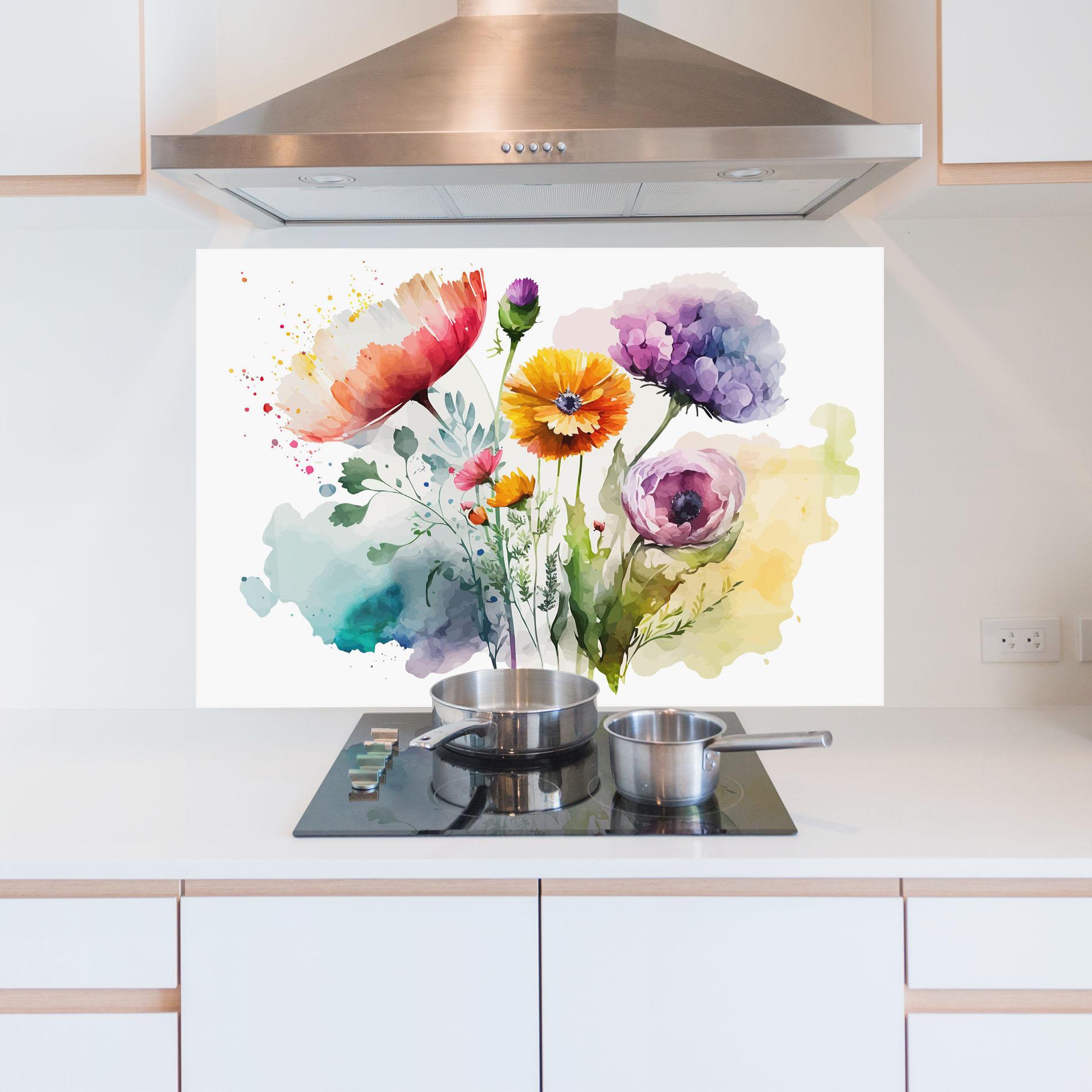 Küchenrückwand Glas Beautiful Spring Flowers mockup 5