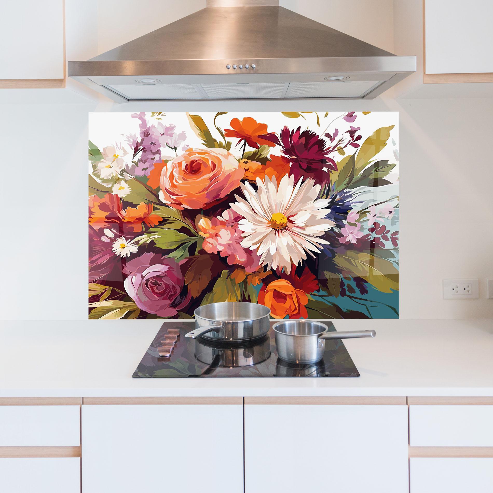 Küchenrückwand Glas Cream Orange Spring mockup 5