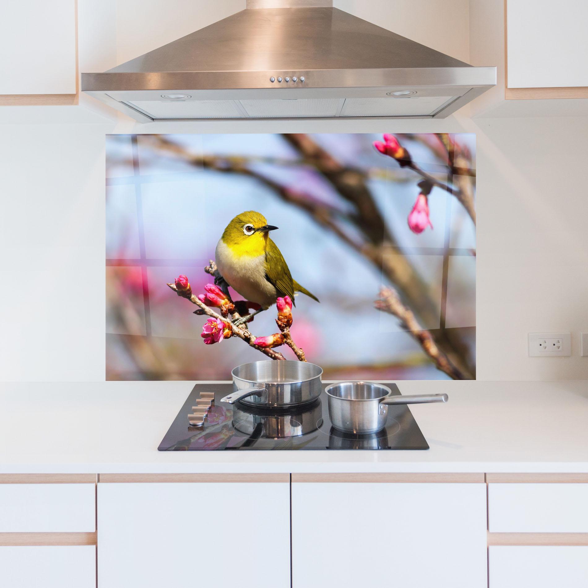 Küchenrückwand Glas Cute Pink Flower Buds mockup 5