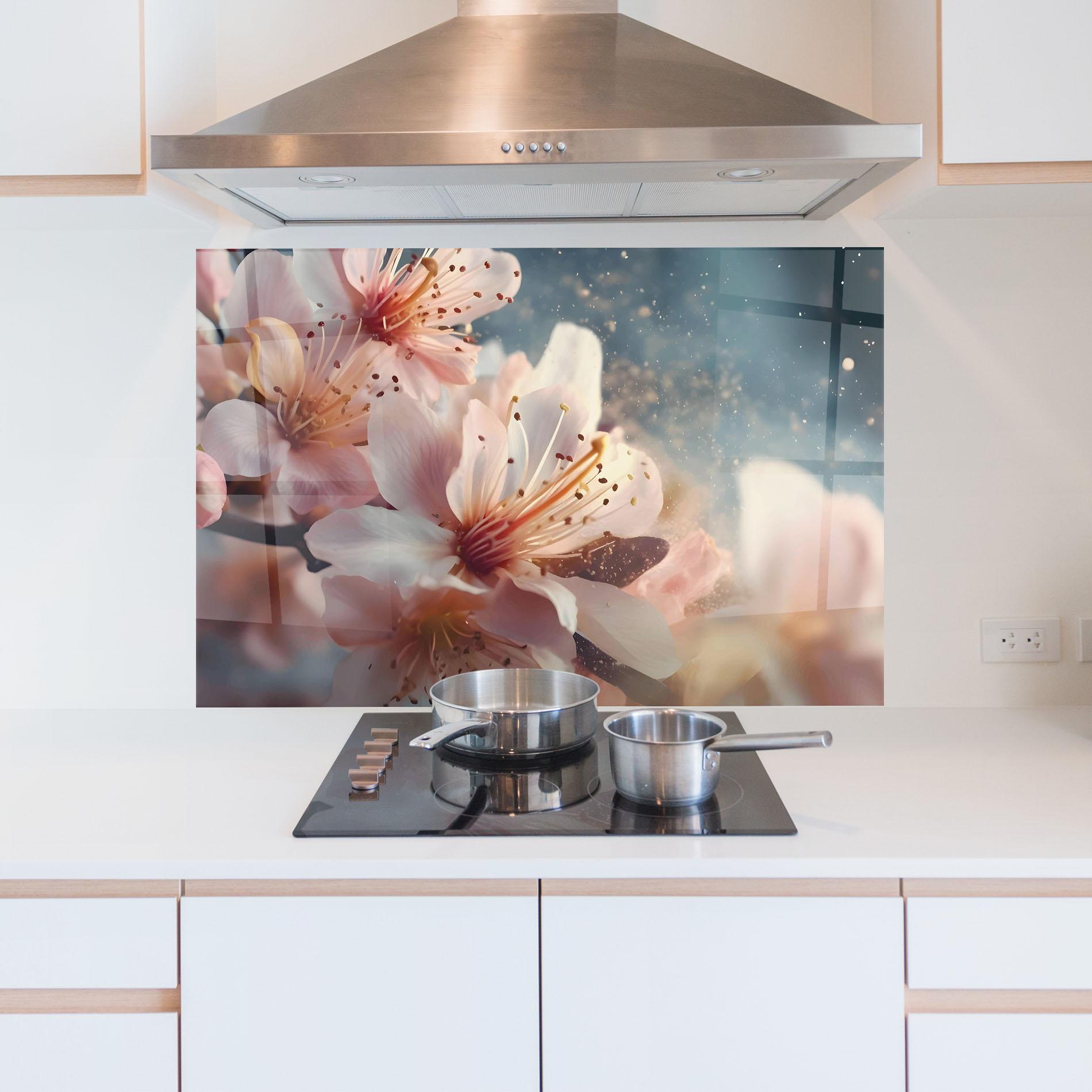 Küchenrückwand Glas Flower Spring Art mockup 5