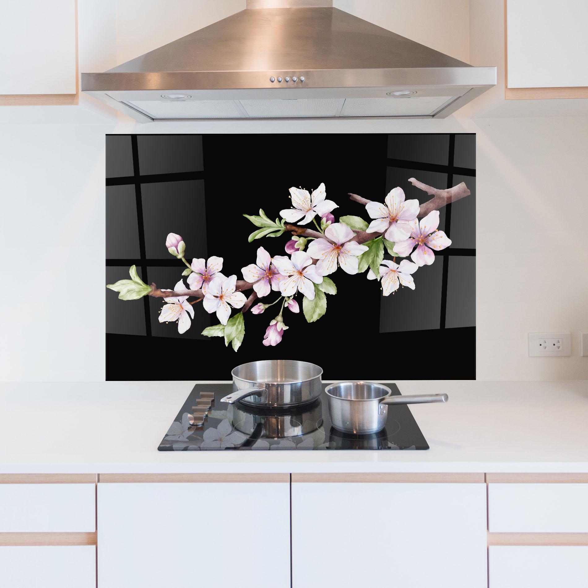 Küchenrückwand Glas Pretty Flower Spring mockup 5