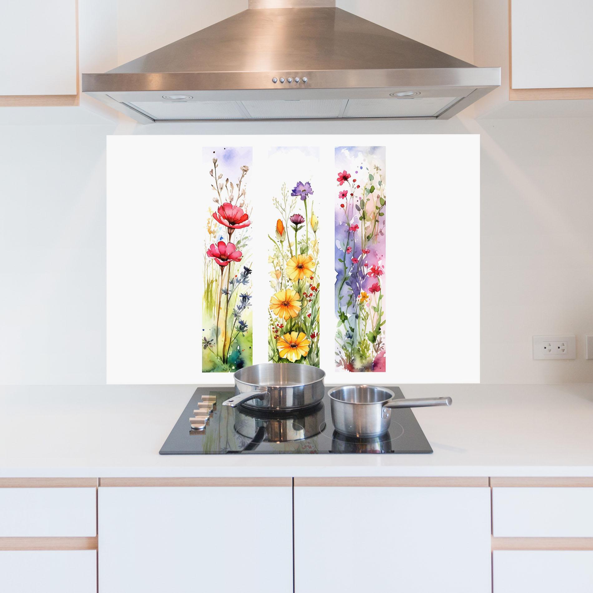 Küchenrückwand Glas Spring Flowers Set mockup 5