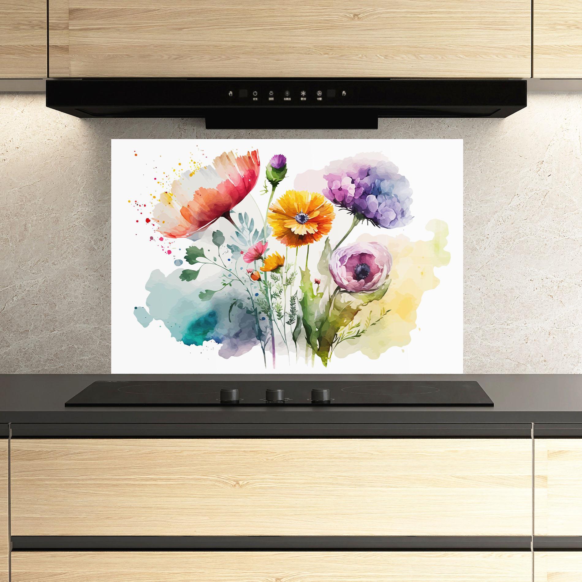 Küchenrückwand Glas Beautiful Spring Flowers mockup 3