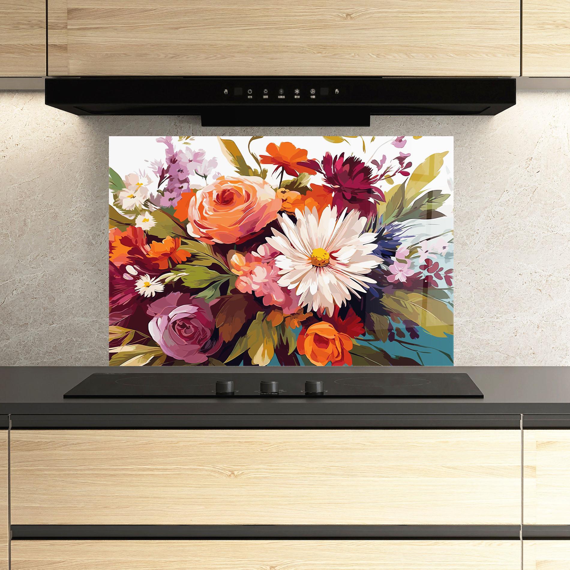 Küchenrückwand Glas Cream Orange Spring mockup 3