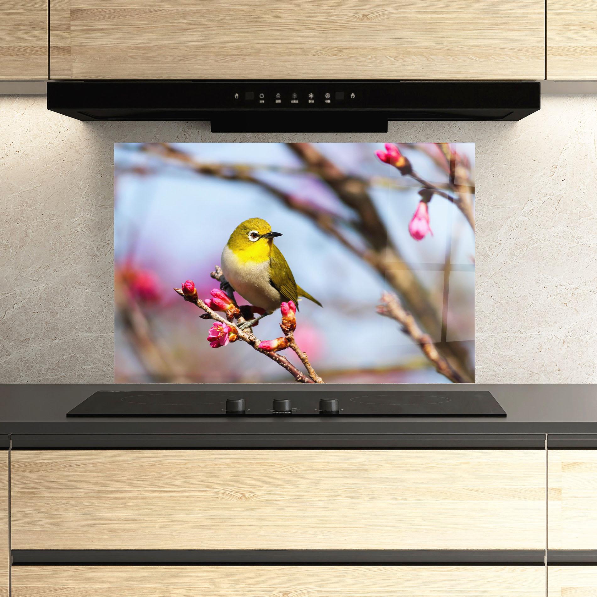 Küchenrückwand Glas Cute Pink Flower Buds mockup 3