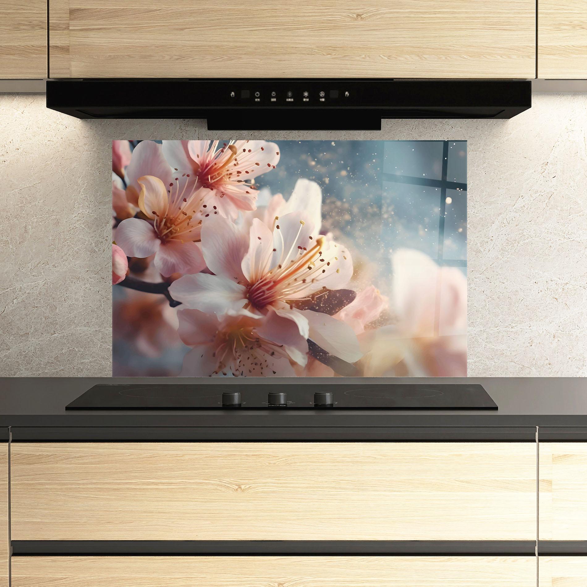 Küchenrückwand Glas Flower Spring Art mockup 3
