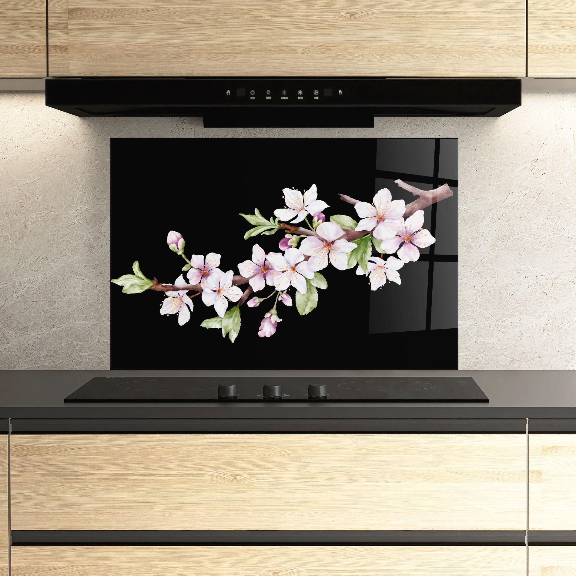 Küchenrückwand Glas Pretty Flower Spring mockup 3