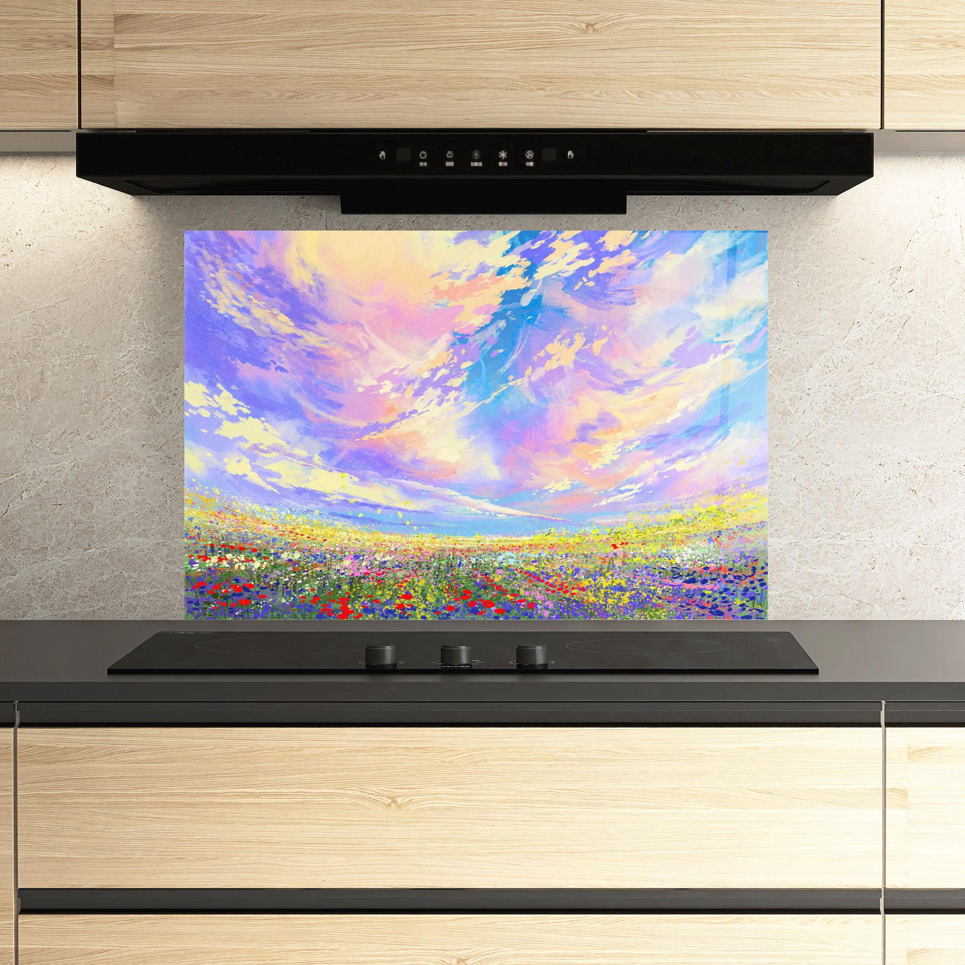 Küchenrückwand Glas Spring Field mockup 3