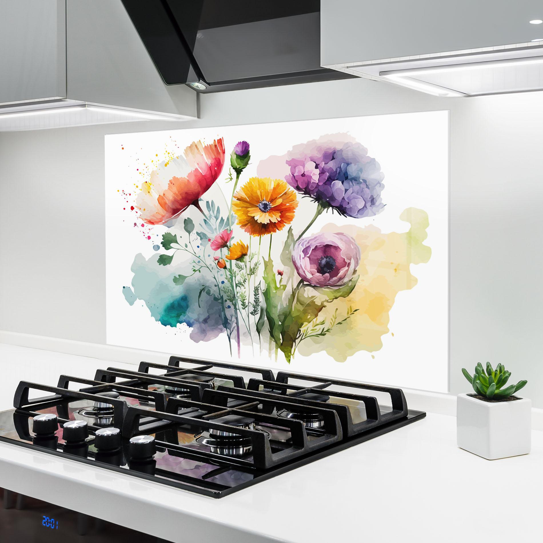 Küchenrückwand Glas Beautiful Spring Flowers mockup 6