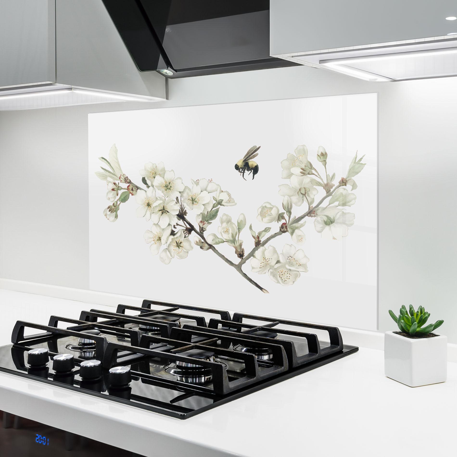 Küchenrückwand Glas Bee Spring Flower mockup 6