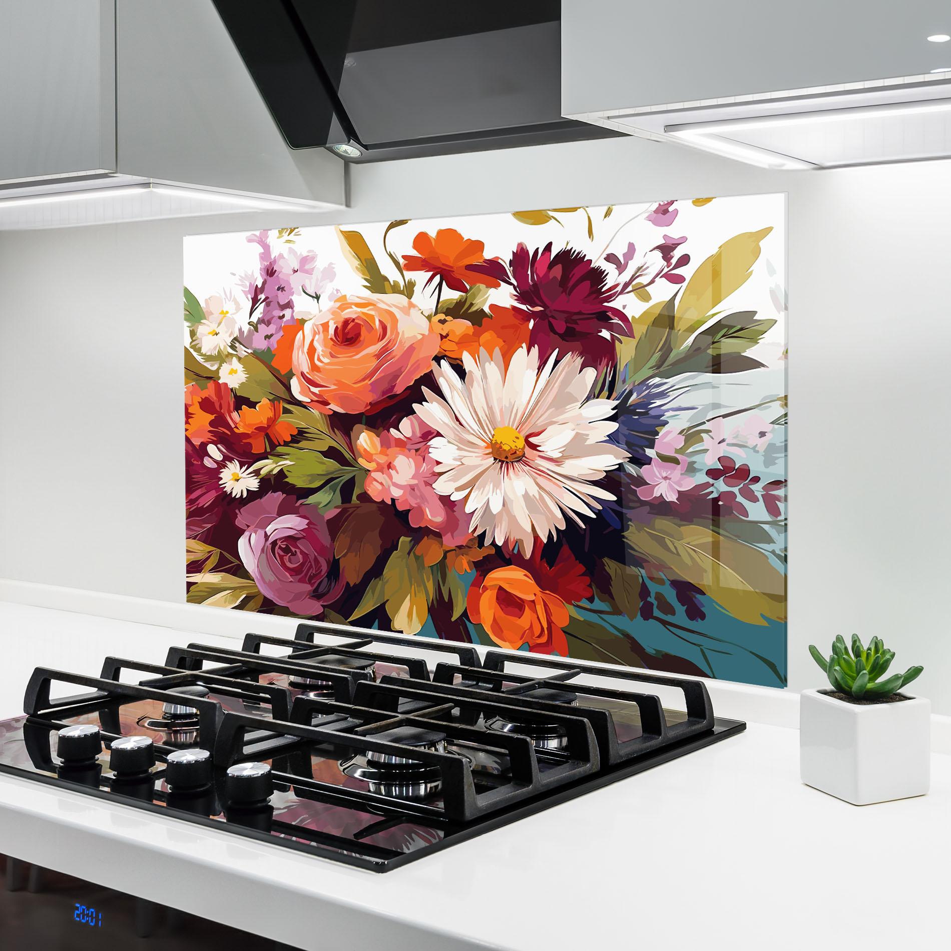 Küchenrückwand Glas Cream Orange Spring mockup 6