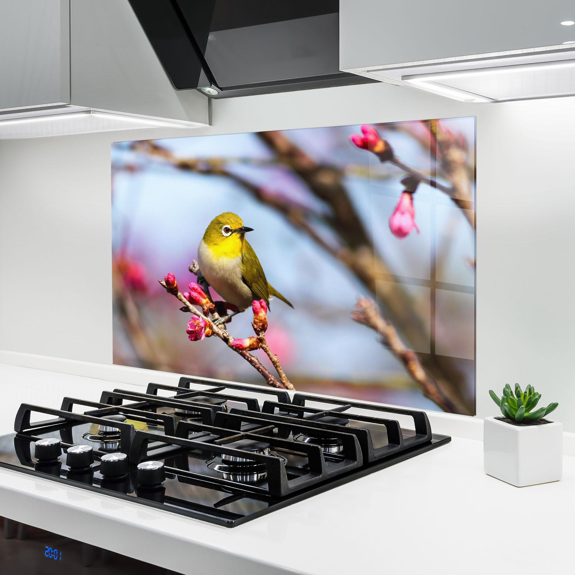 Küchenrückwand Glas Cute Pink Flower Buds mockup 6