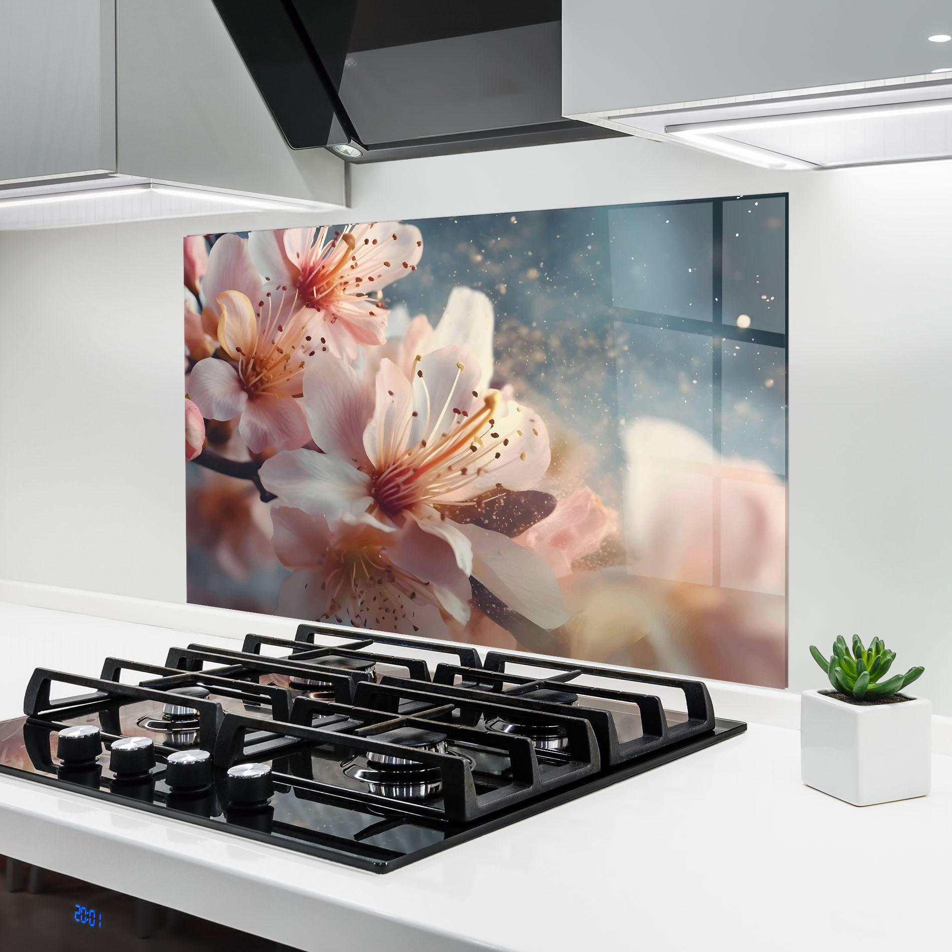Küchenrückwand Glas Flower Spring Art mockup 6