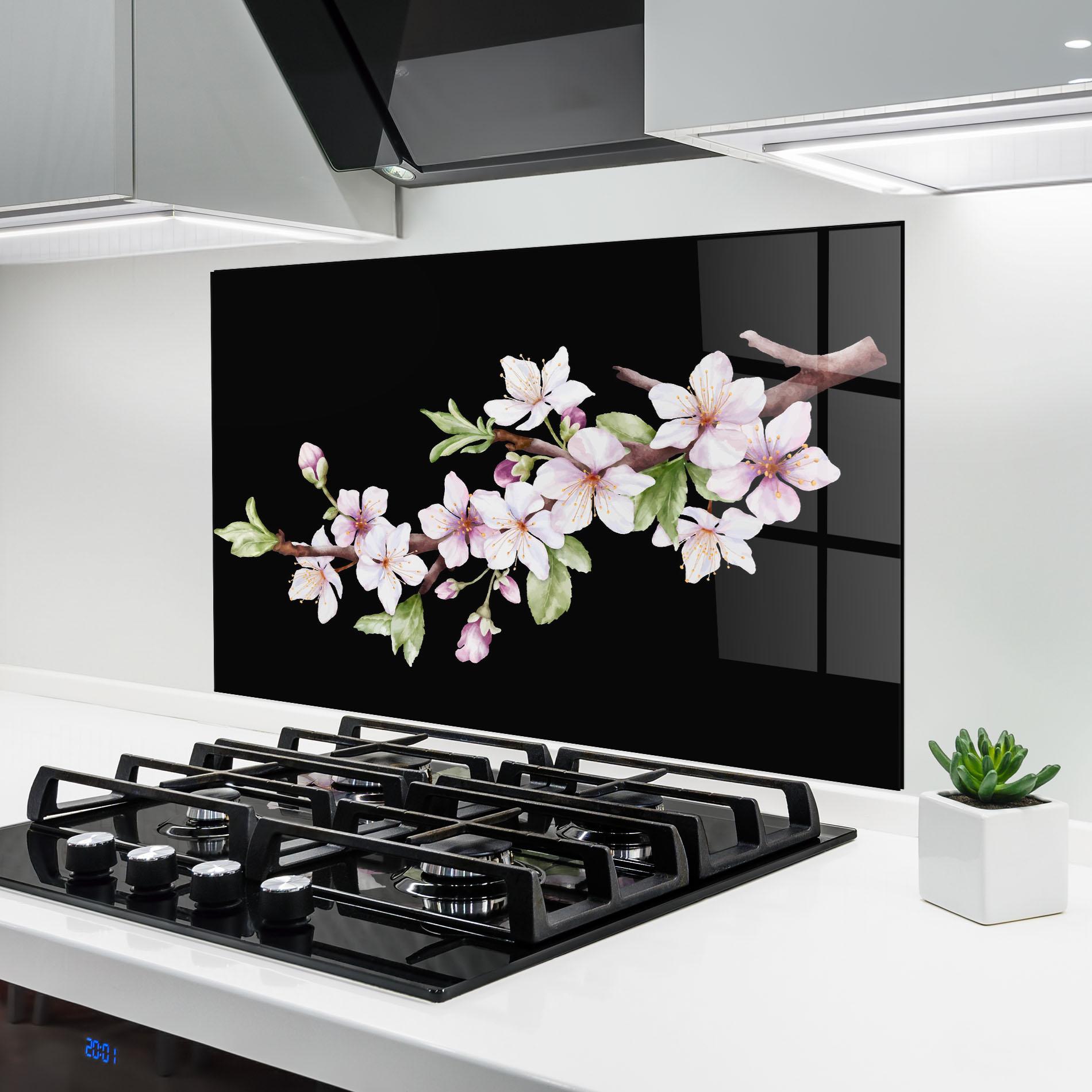 Küchenrückwand Glas Pretty Flower Spring mockup 6