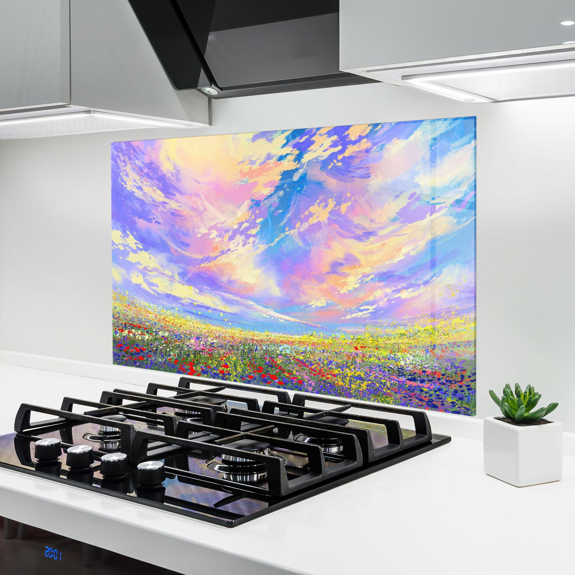 Küchenrückwand Glas Spring Field mockup 6