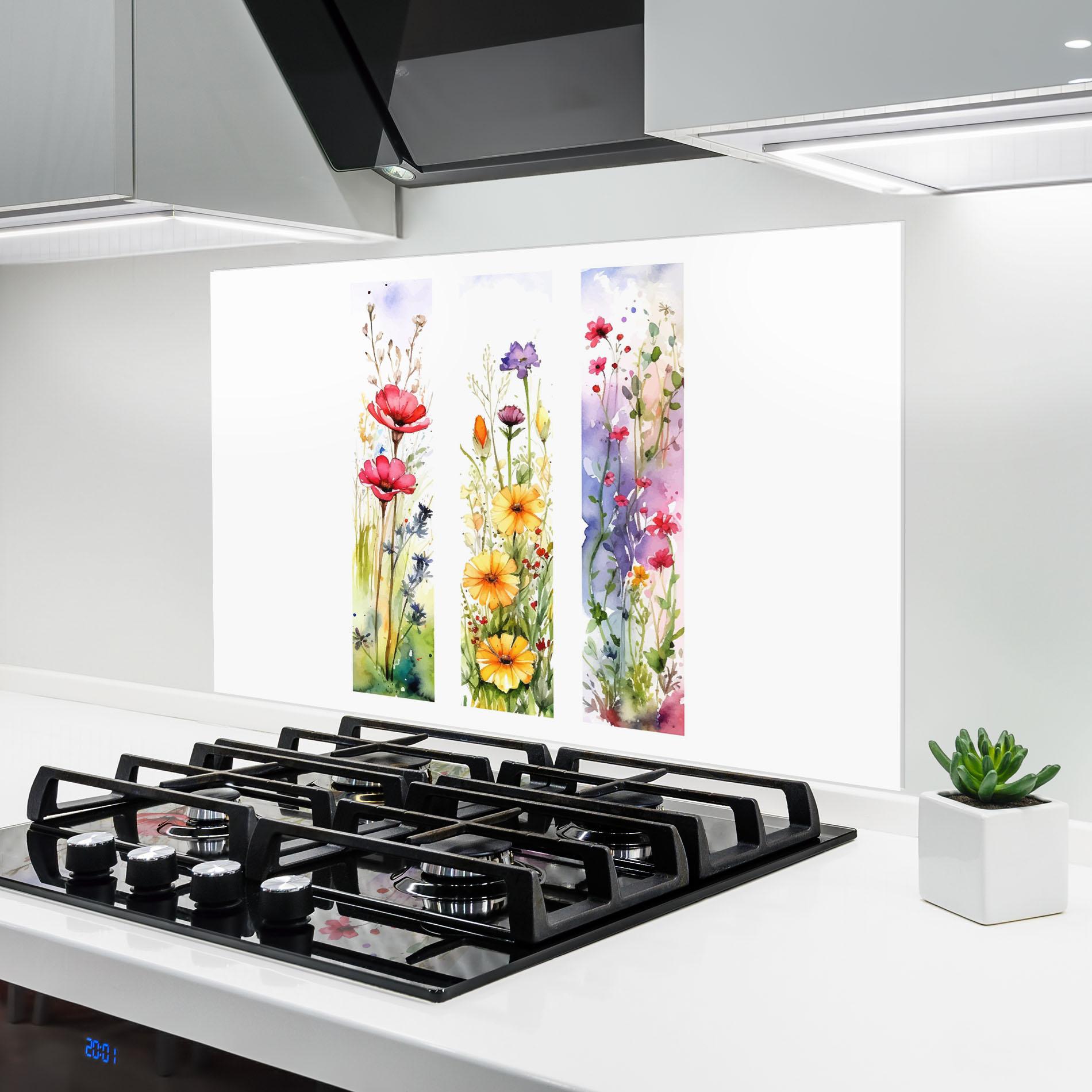 Küchenrückwand Glas Spring Flowers Set mockup 6