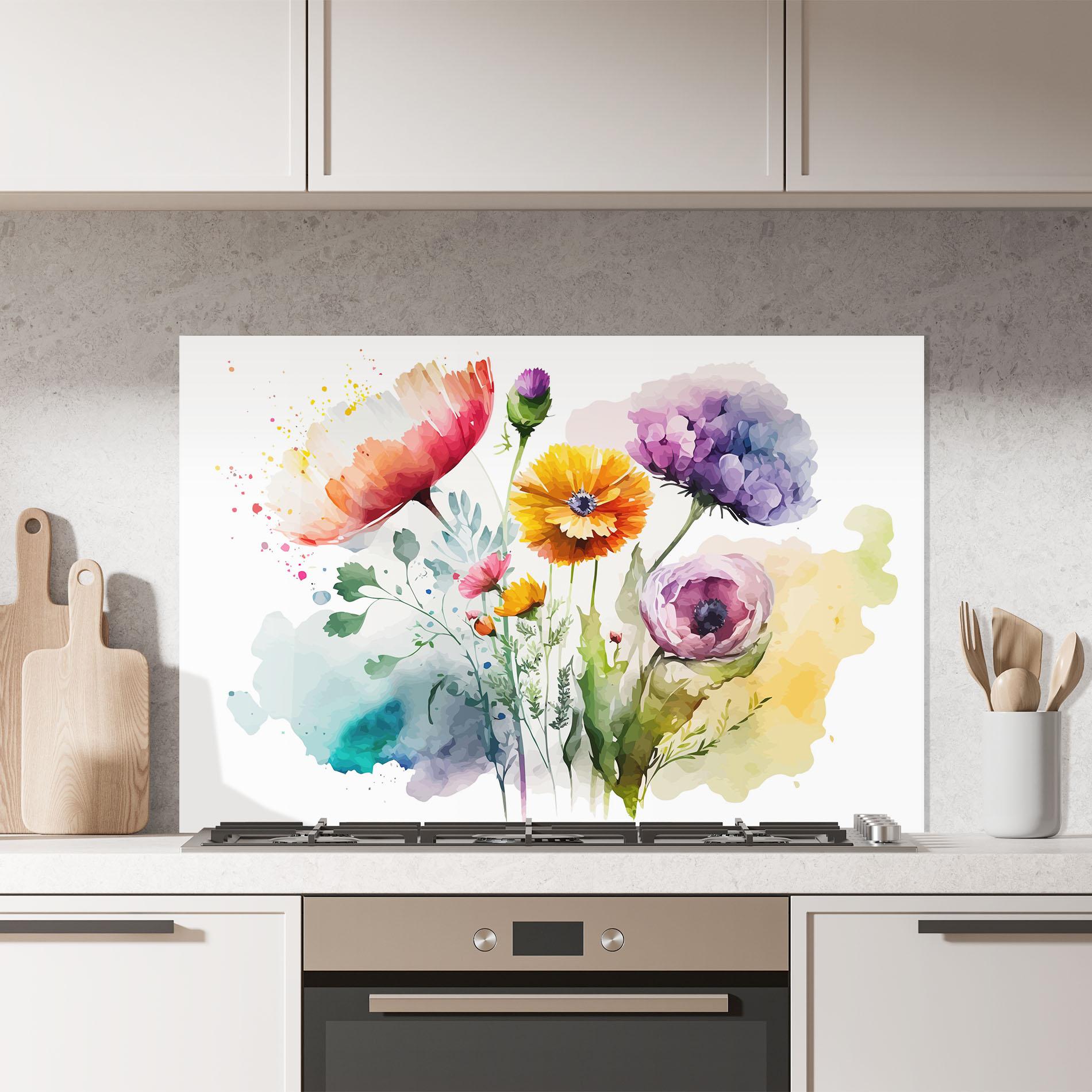 Küchenrückwand Glas Beautiful Spring Flowers mockup 7