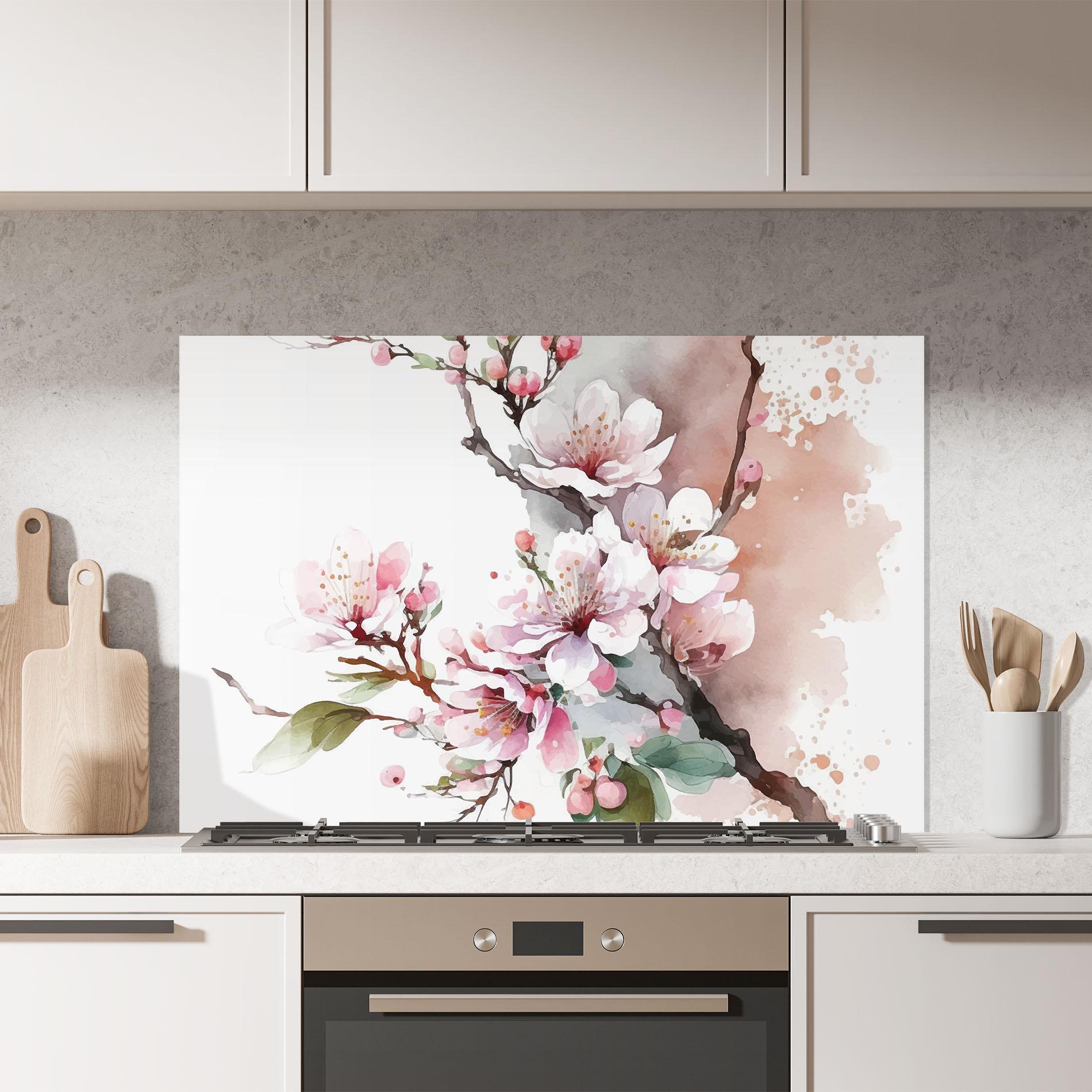 Küchenrückwand Glas Cherry Spring Flower mockup 7