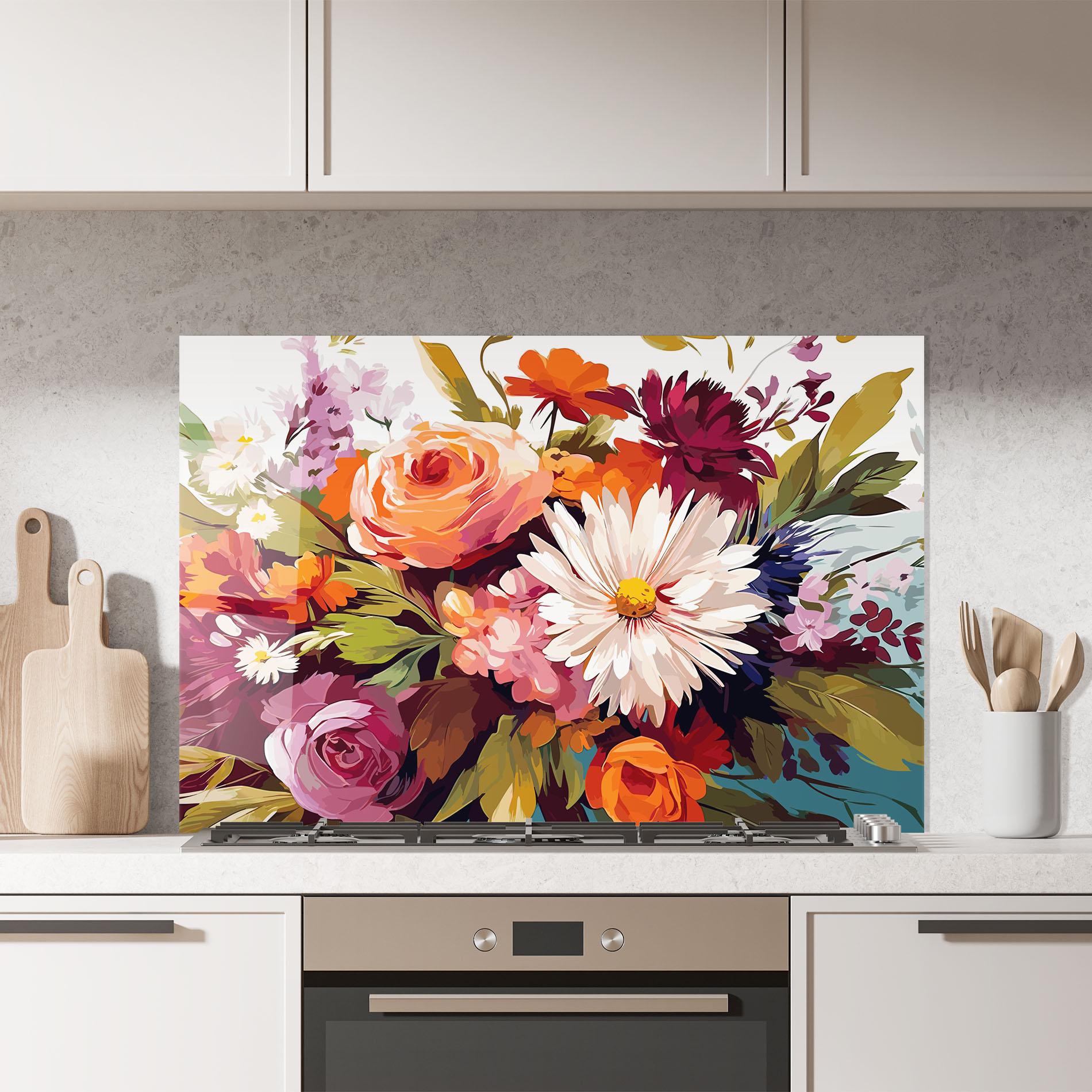 Küchenrückwand Glas Cream Orange Spring mockup 7