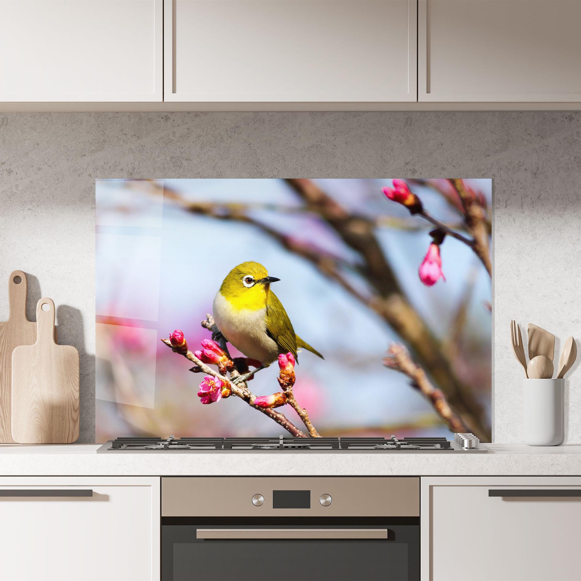 Küchenrückwand Glas Cute Pink Flower Buds mockup 7