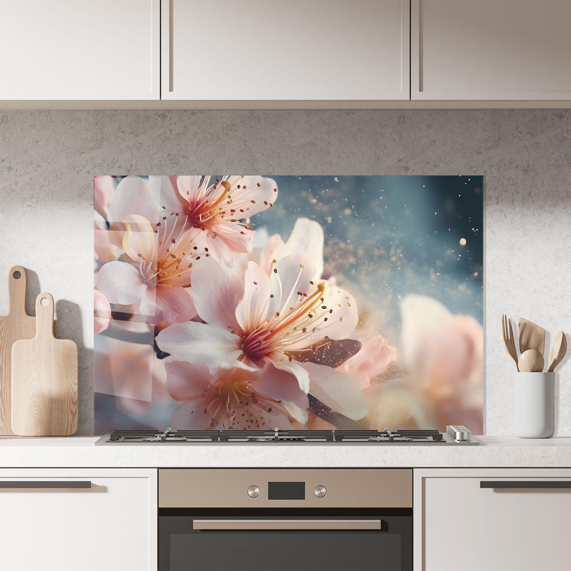 Küchenrückwand Glas Flower Spring Art mockup 7