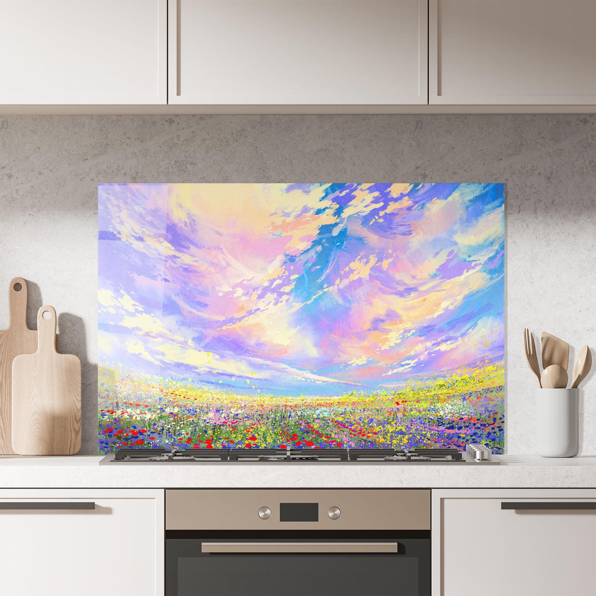 Küchenrückwand Glas Spring Field mockup 7