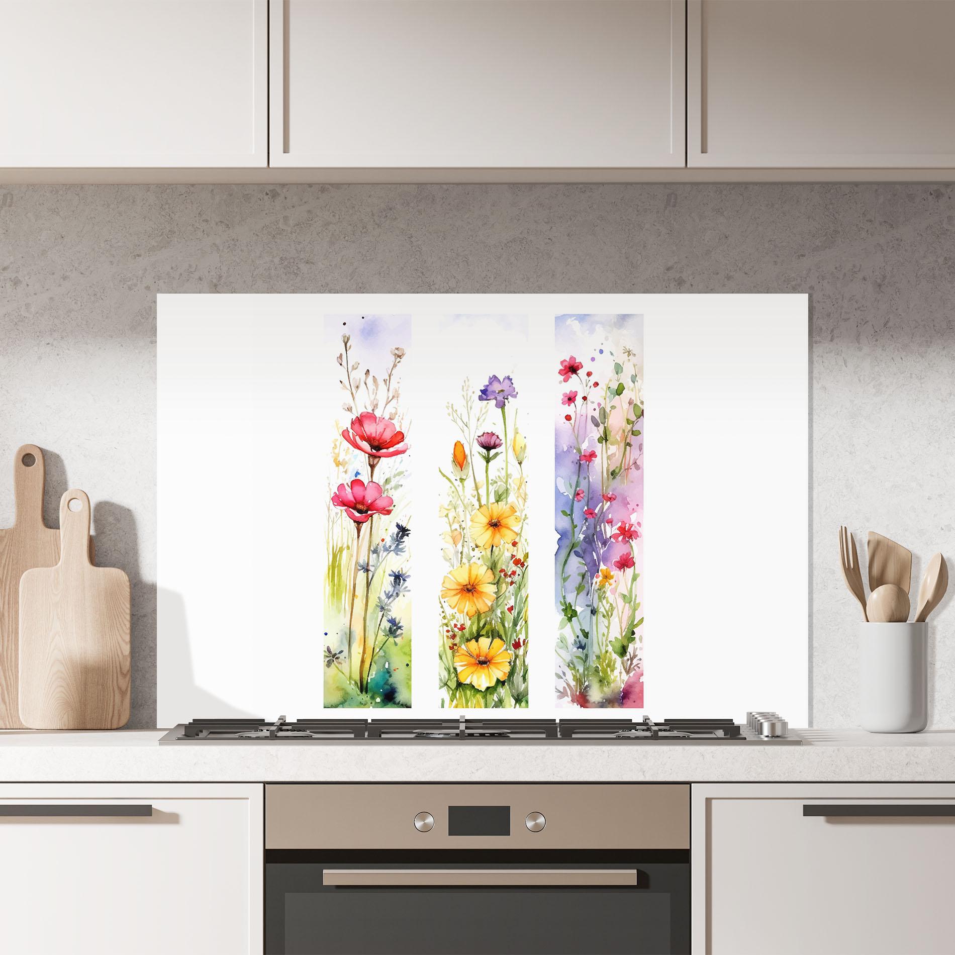 Küchenrückwand Glas Spring Flowers Set mockup 7
