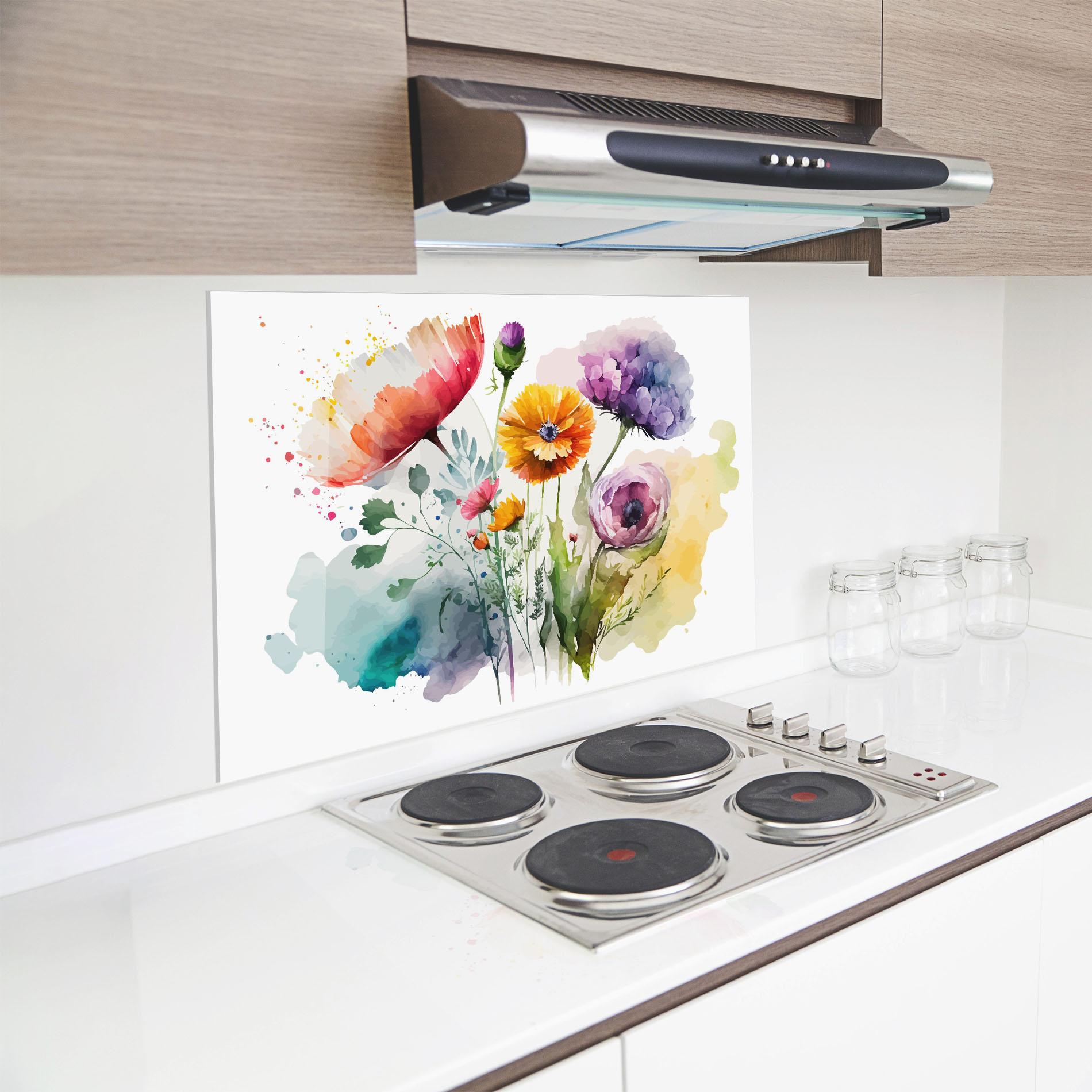 Küchenrückwand Glas Beautiful Spring Flowers mockup 8